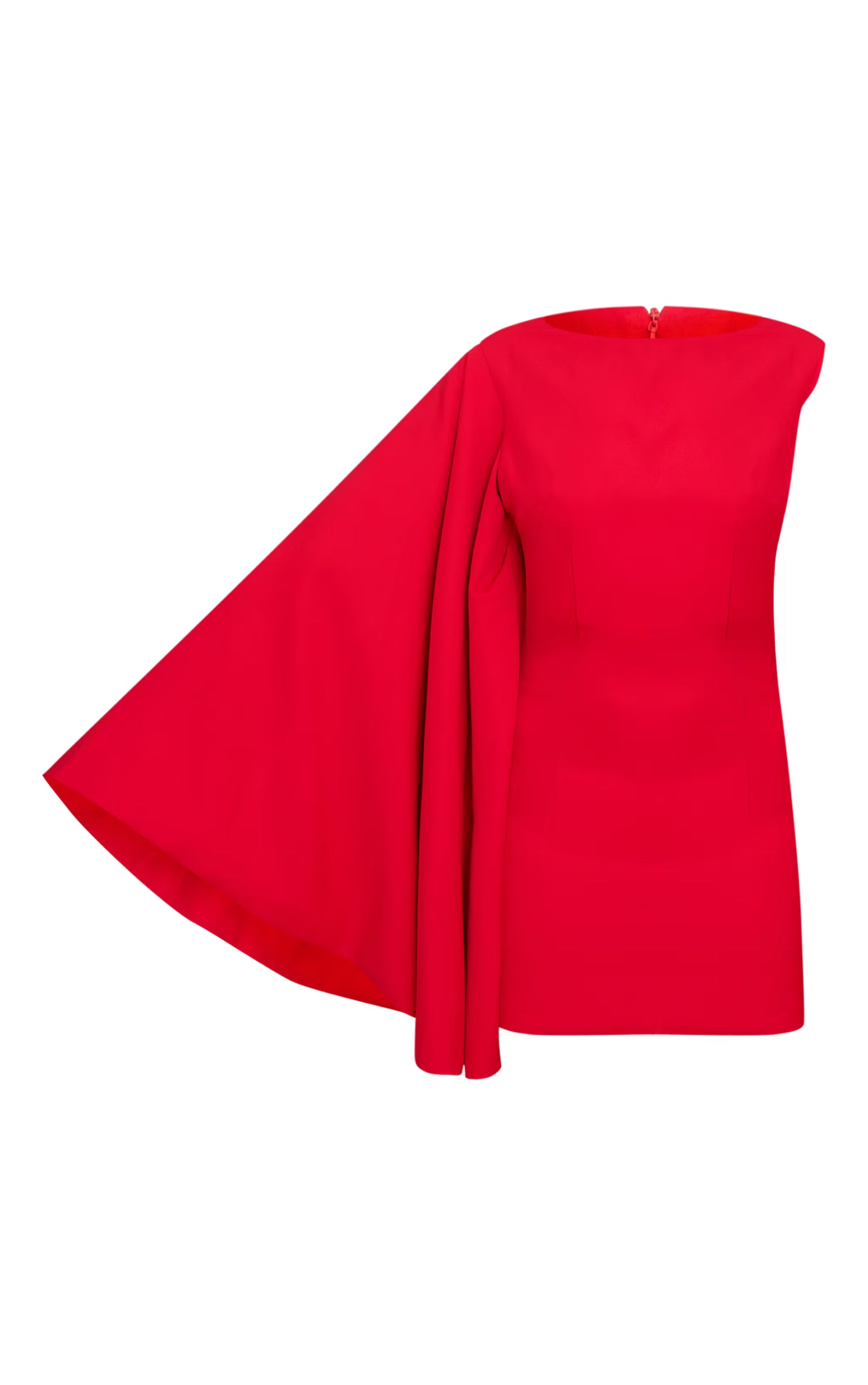 Red Asymmetric Cape Mini Dress