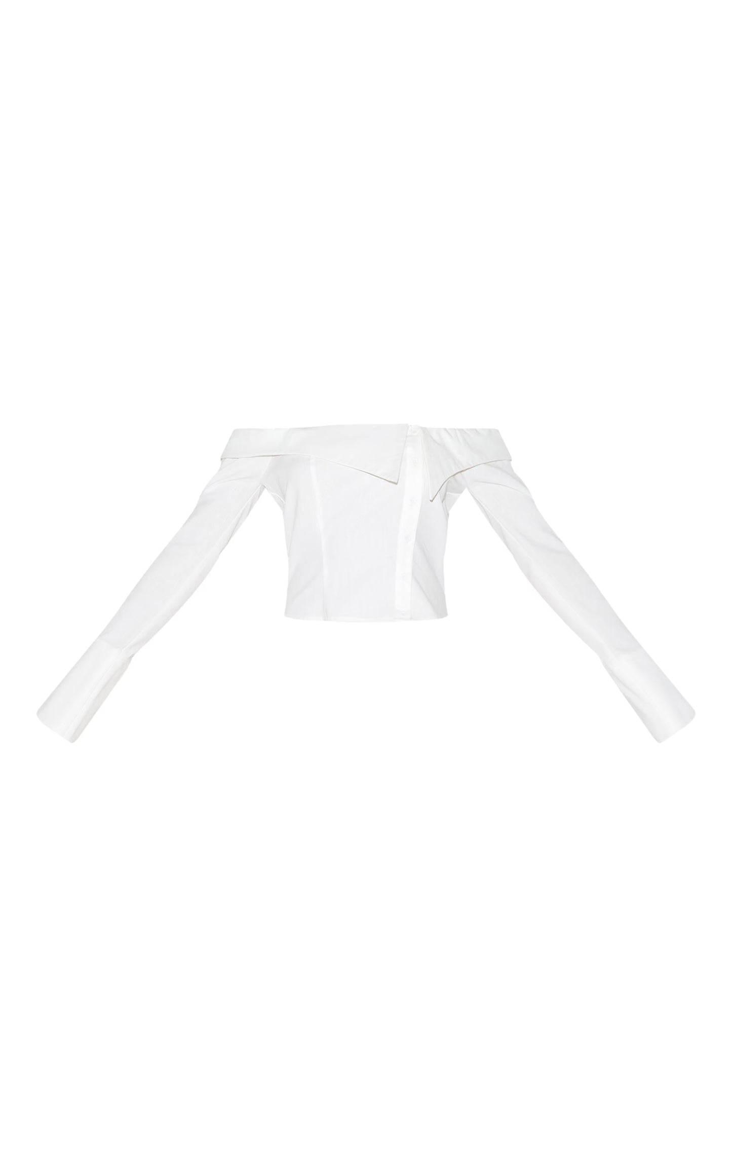White Linen Blend Bardot Button Up Shirt