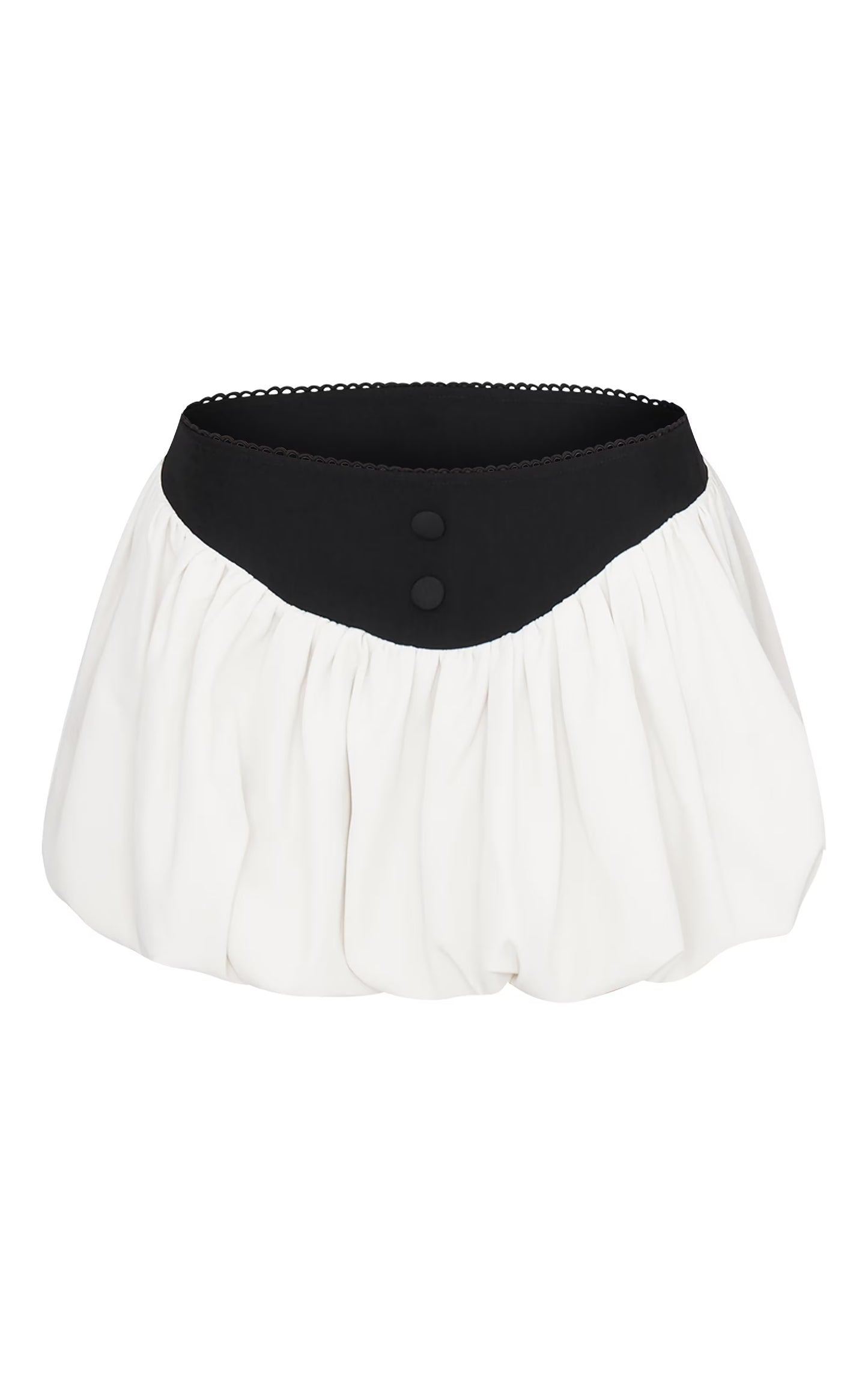 Black Woven Tailored Trim Detail Puff Ball Skirt