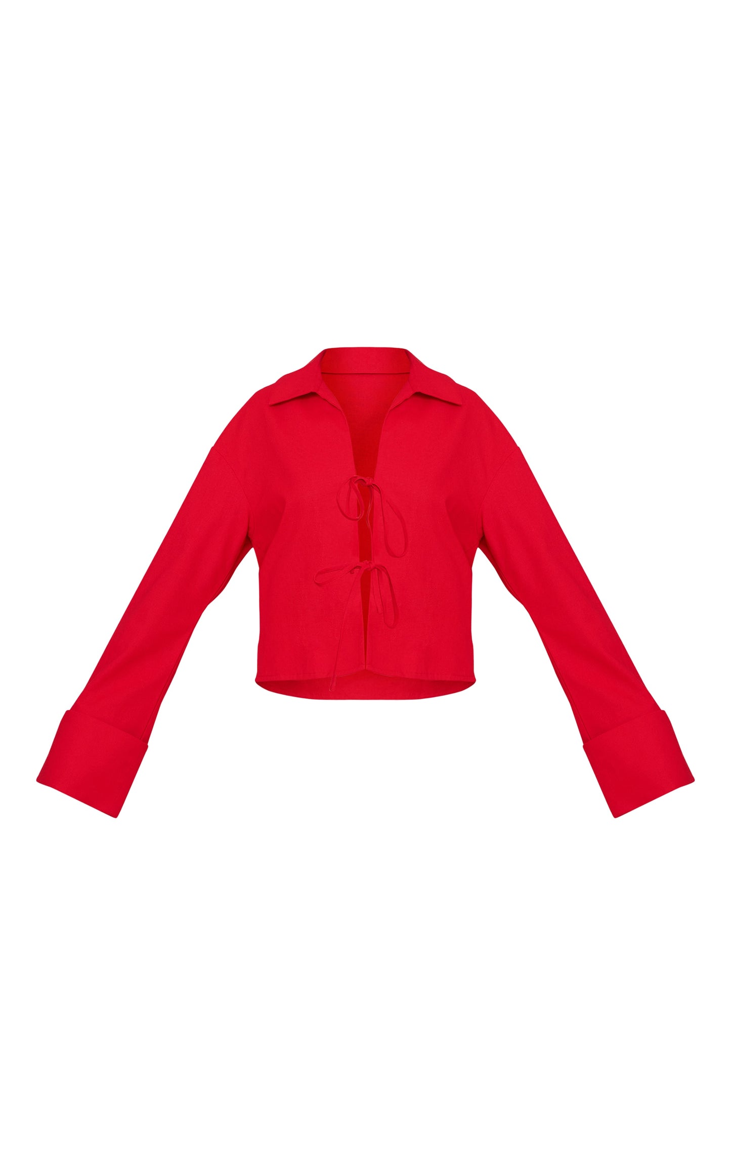 Tomato Tie Front Linen Look Collar Blazer