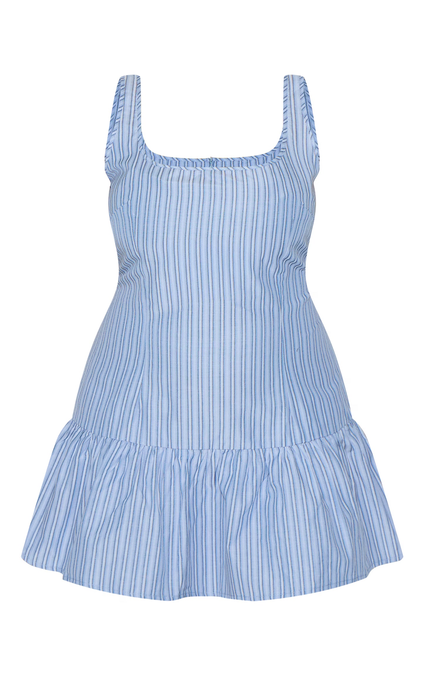 Plus Blue Striped Sleeveless Scoop Neck Shift Dress