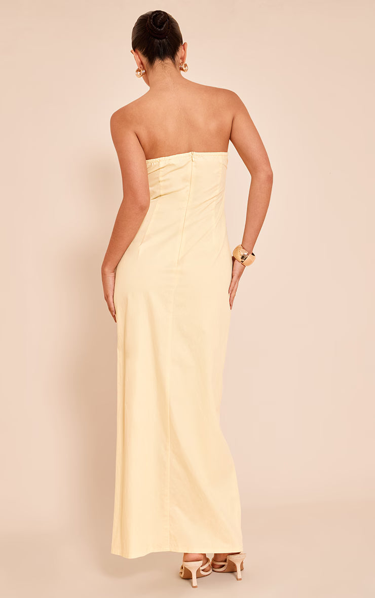 Lemon Bandeau Ruched Midaxi Dress