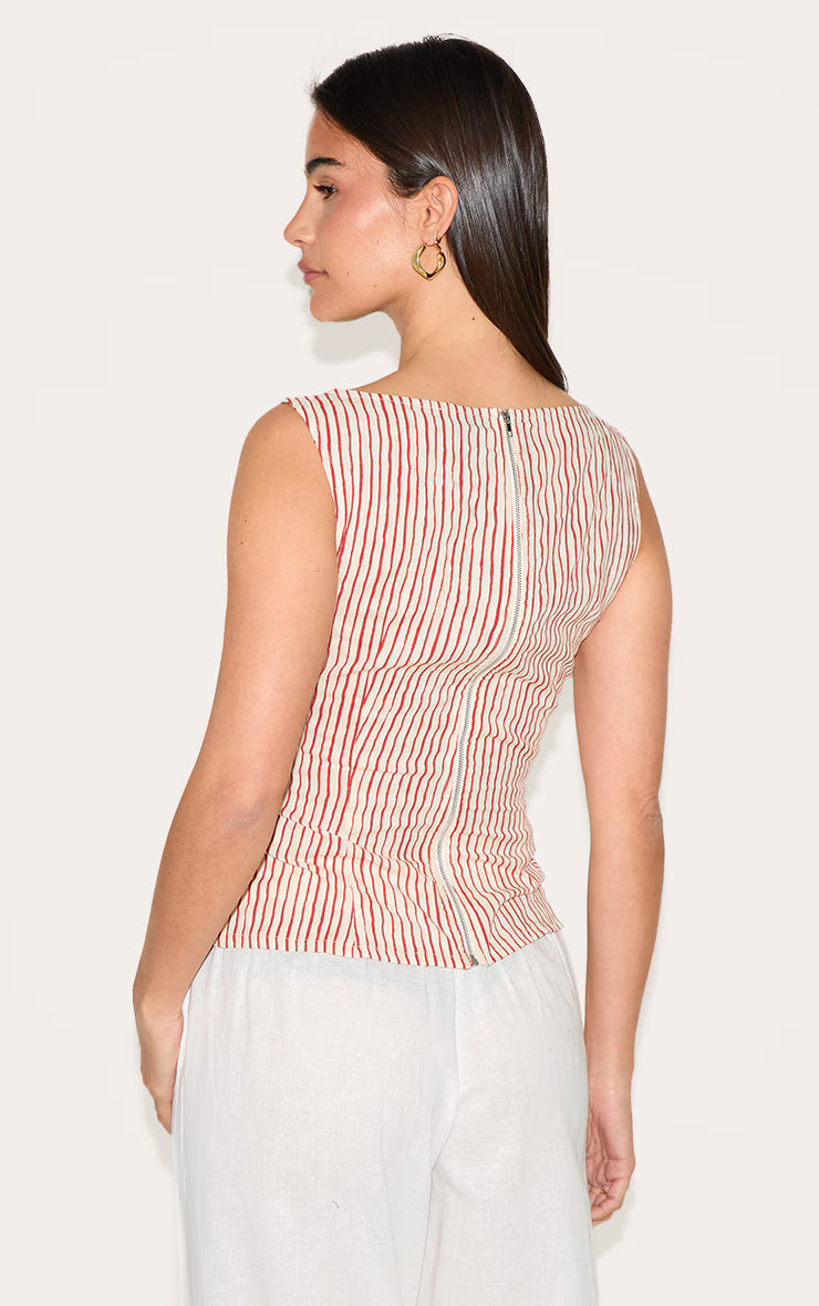 Red Striped Long Top