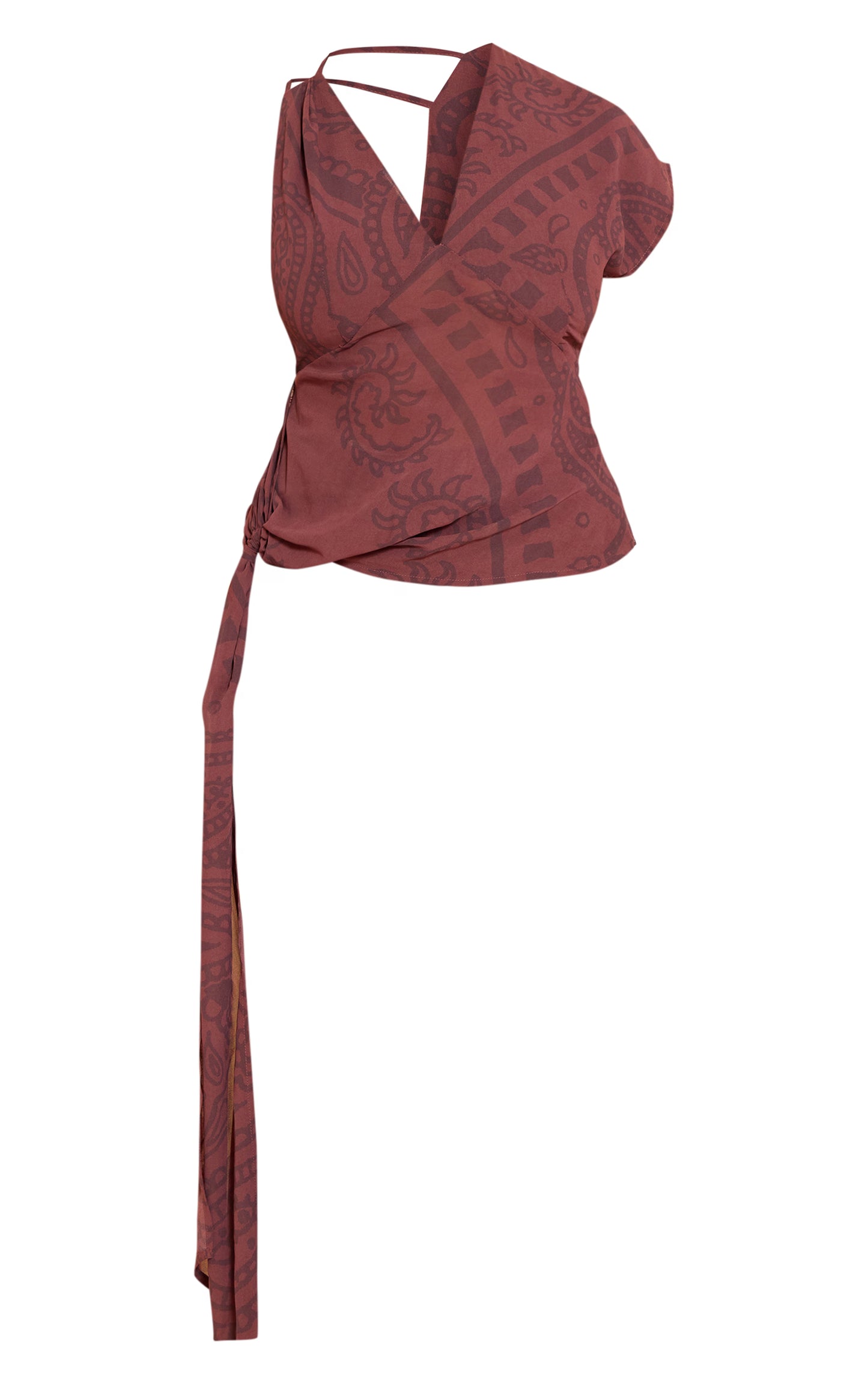 Shape Chocolate Paisely Print Drape Side Top
