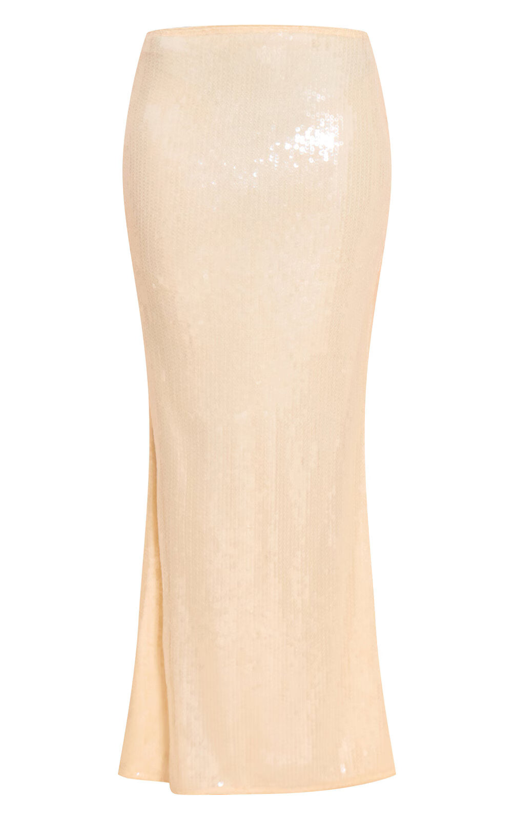 Cream Sequin Low Rise Maxi Skirt