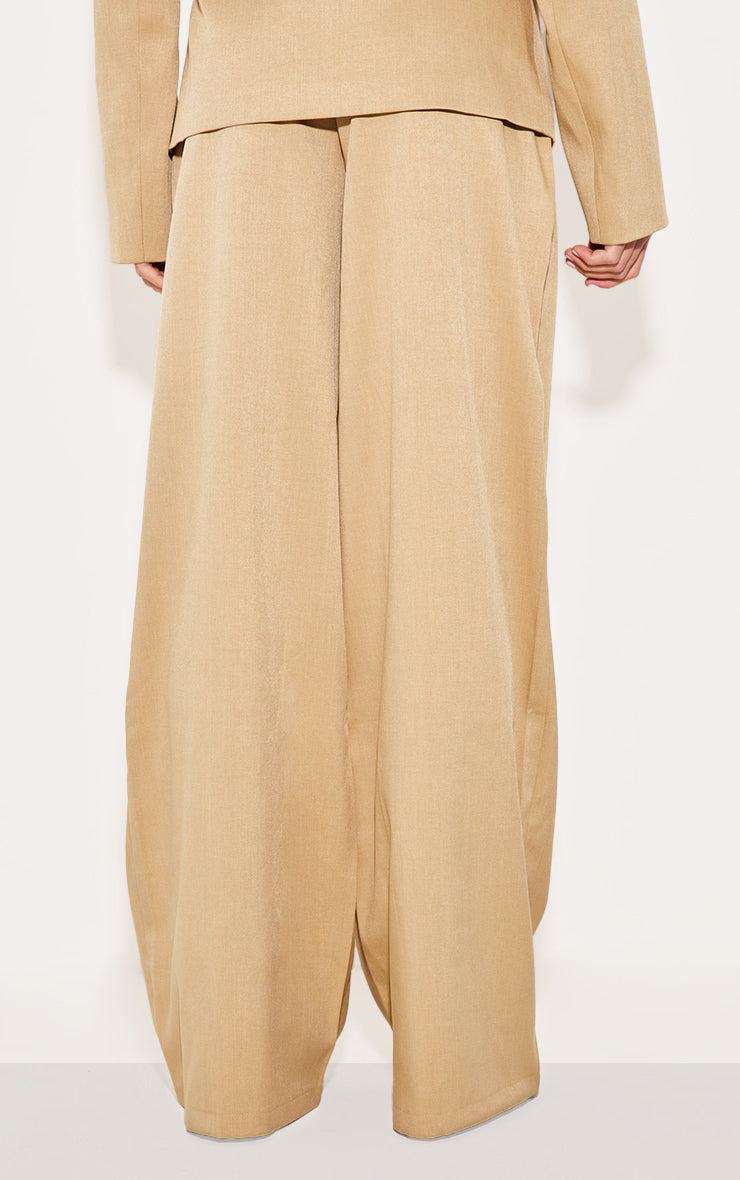 Sand Woven Tailored Wide Leg Pants
