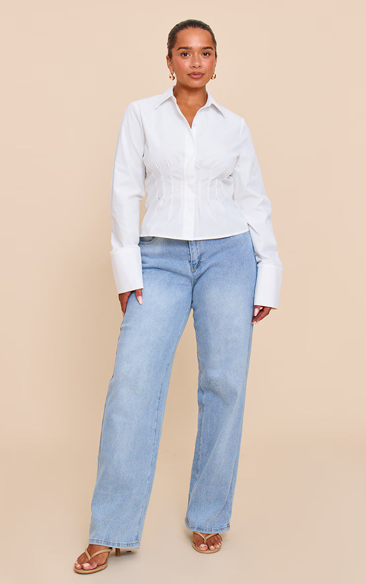 Shape White Cinched Waist Shirt