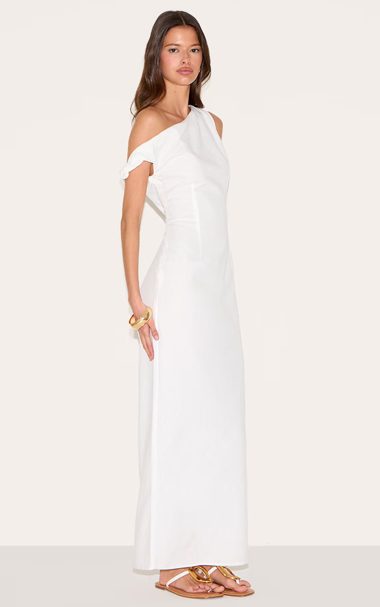 White Knot Shoulder Maxi Dress