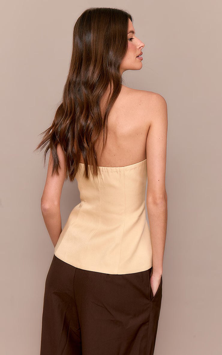 Butter Yellow Woven Structured Bandeau Vest