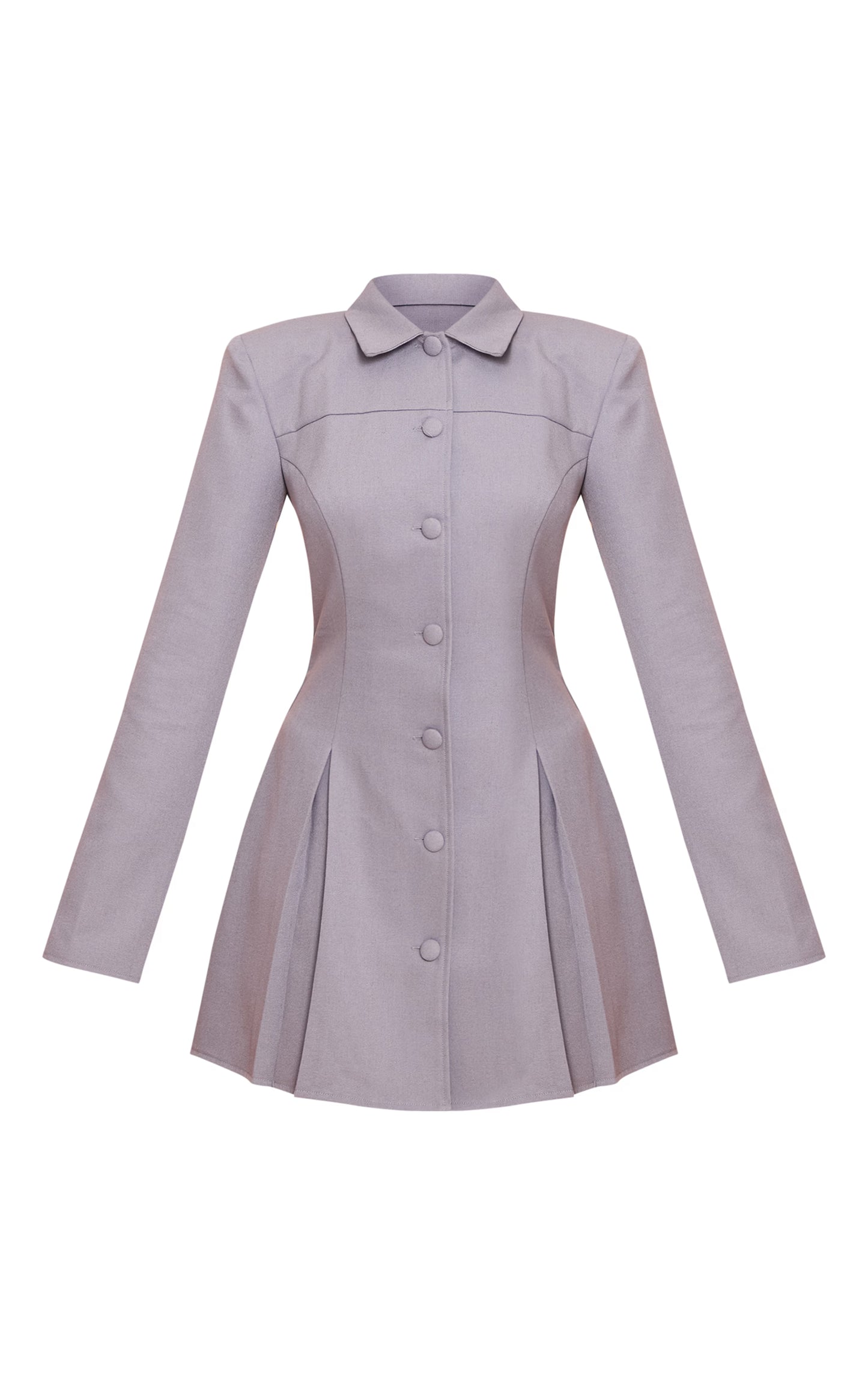 Blue Button Up Pleated Shirt Dress