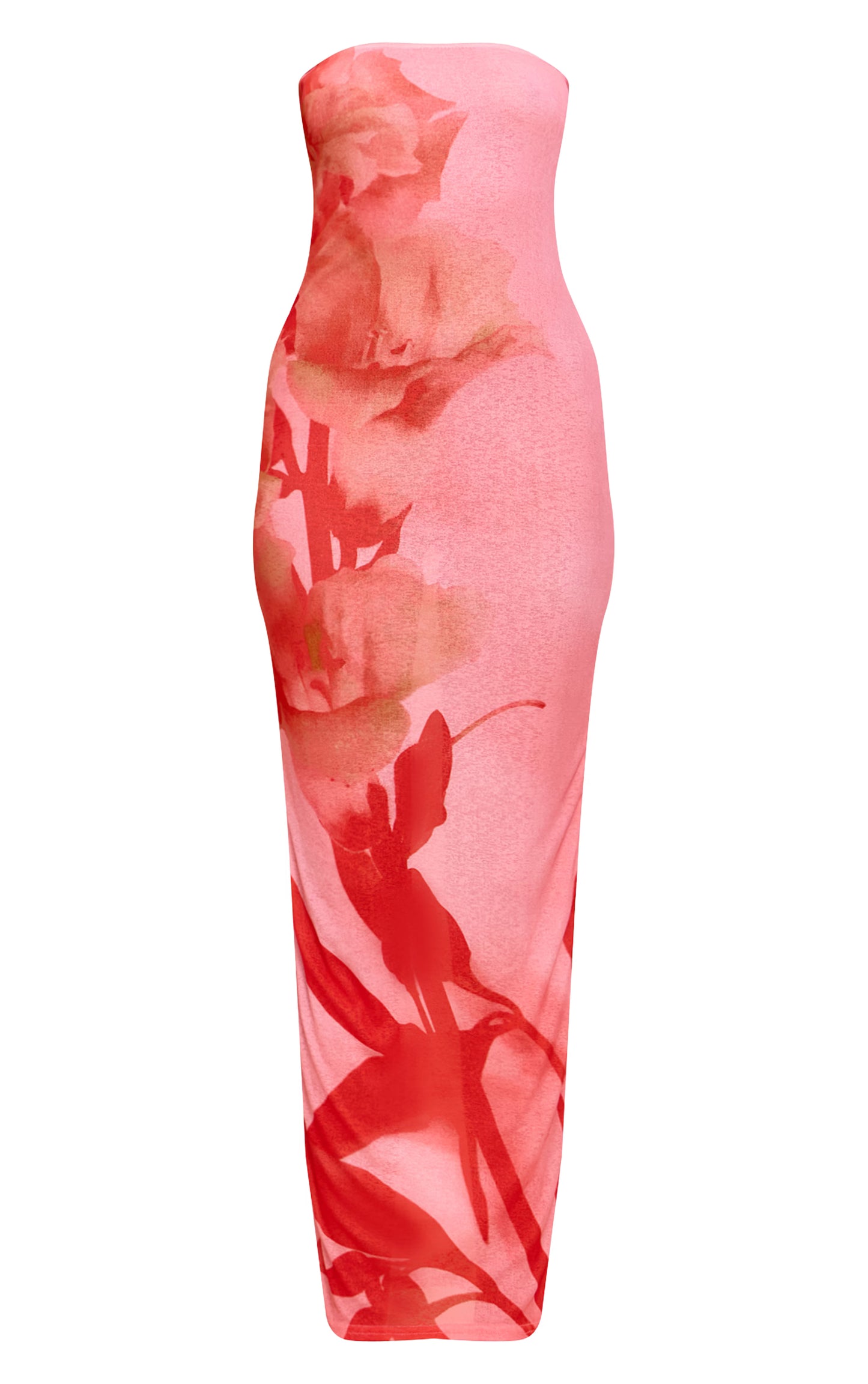 Pink Onion Skin Bandeau Floral Print Maxi Dress