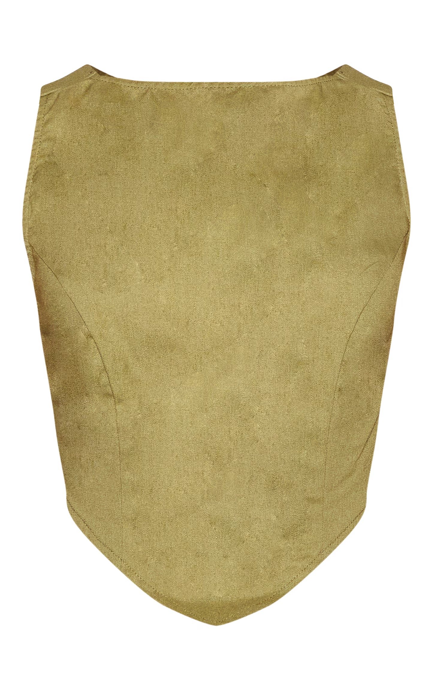 Khaki Linen Look Woven Open Back Top