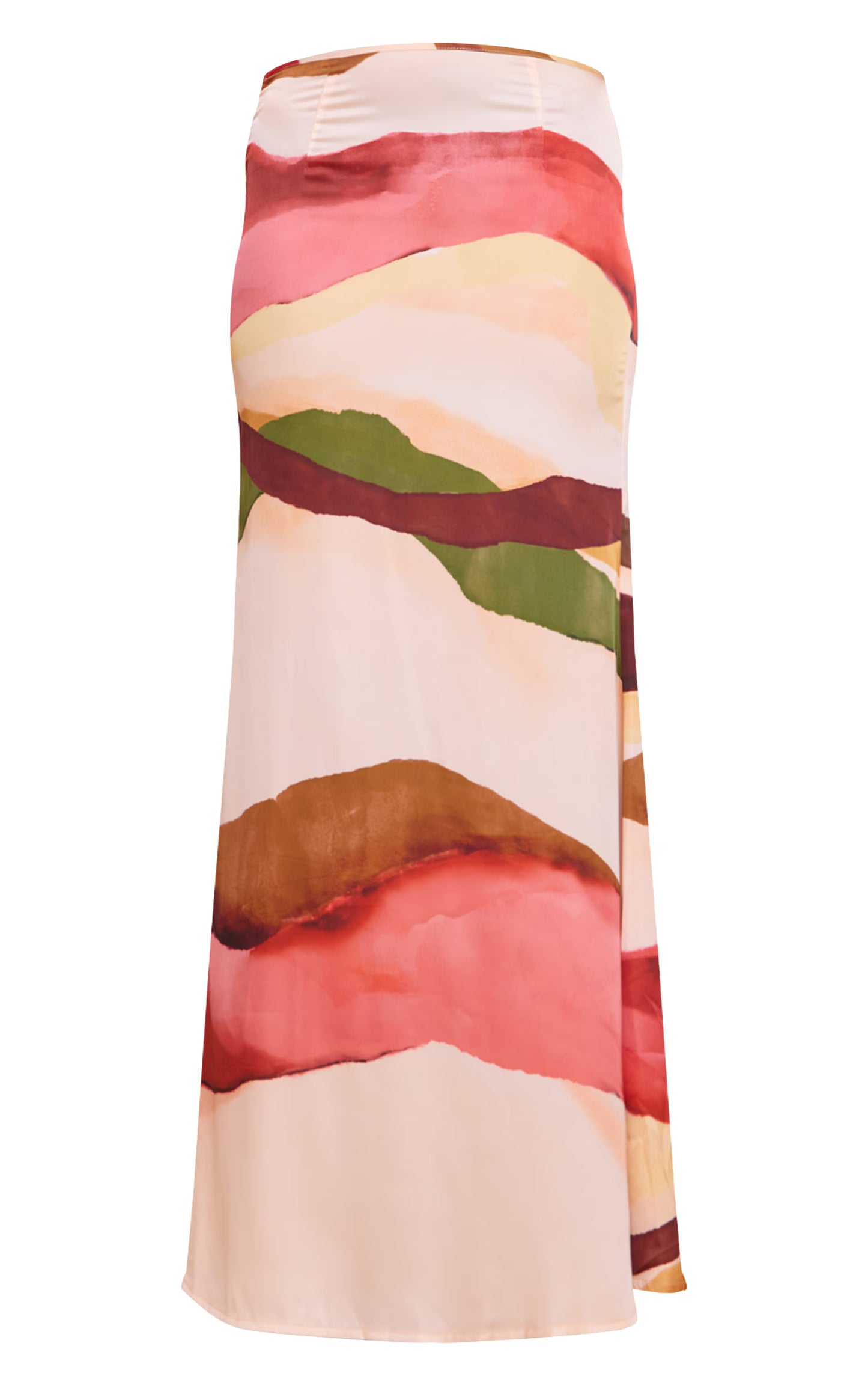 Multi Abstract Print Satin Floaty Maxi Skirt