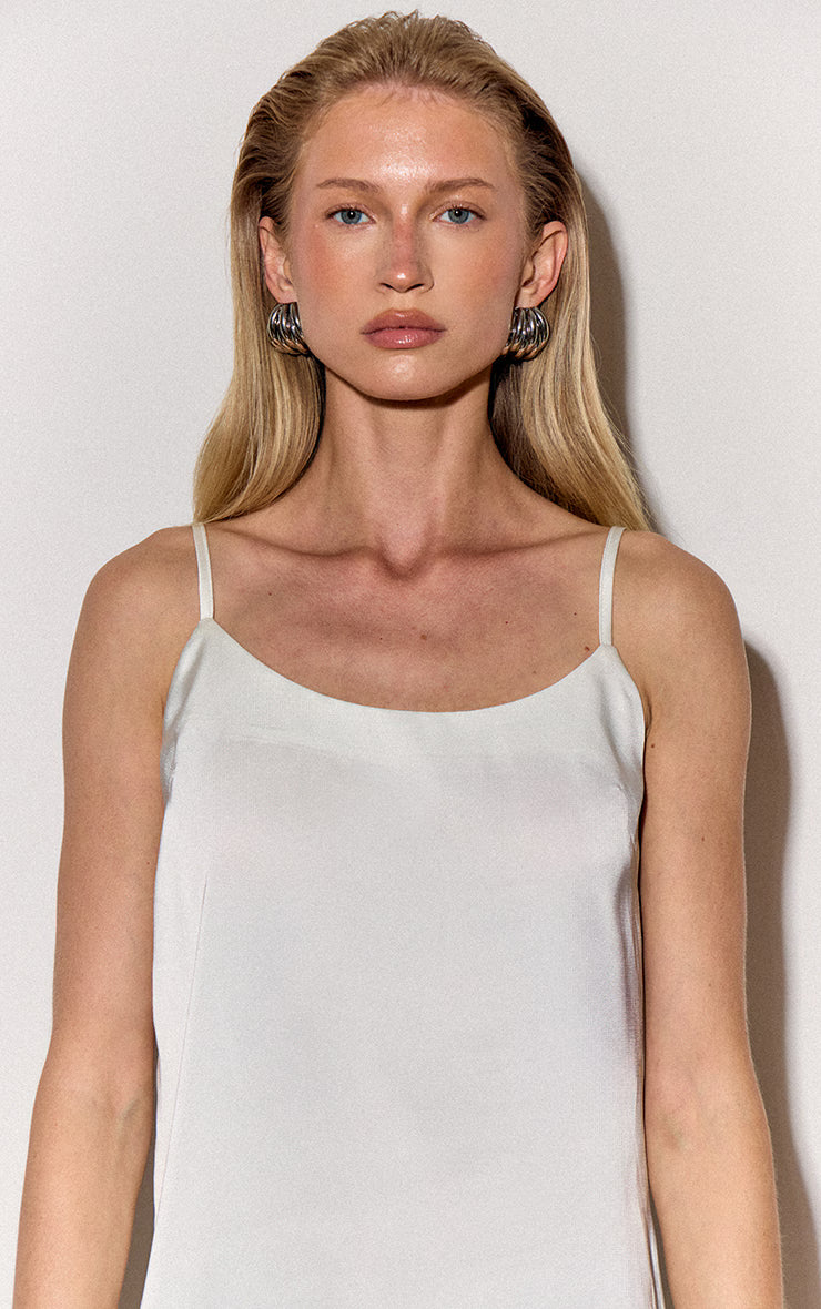 Almond Satin Strappy Cami Top