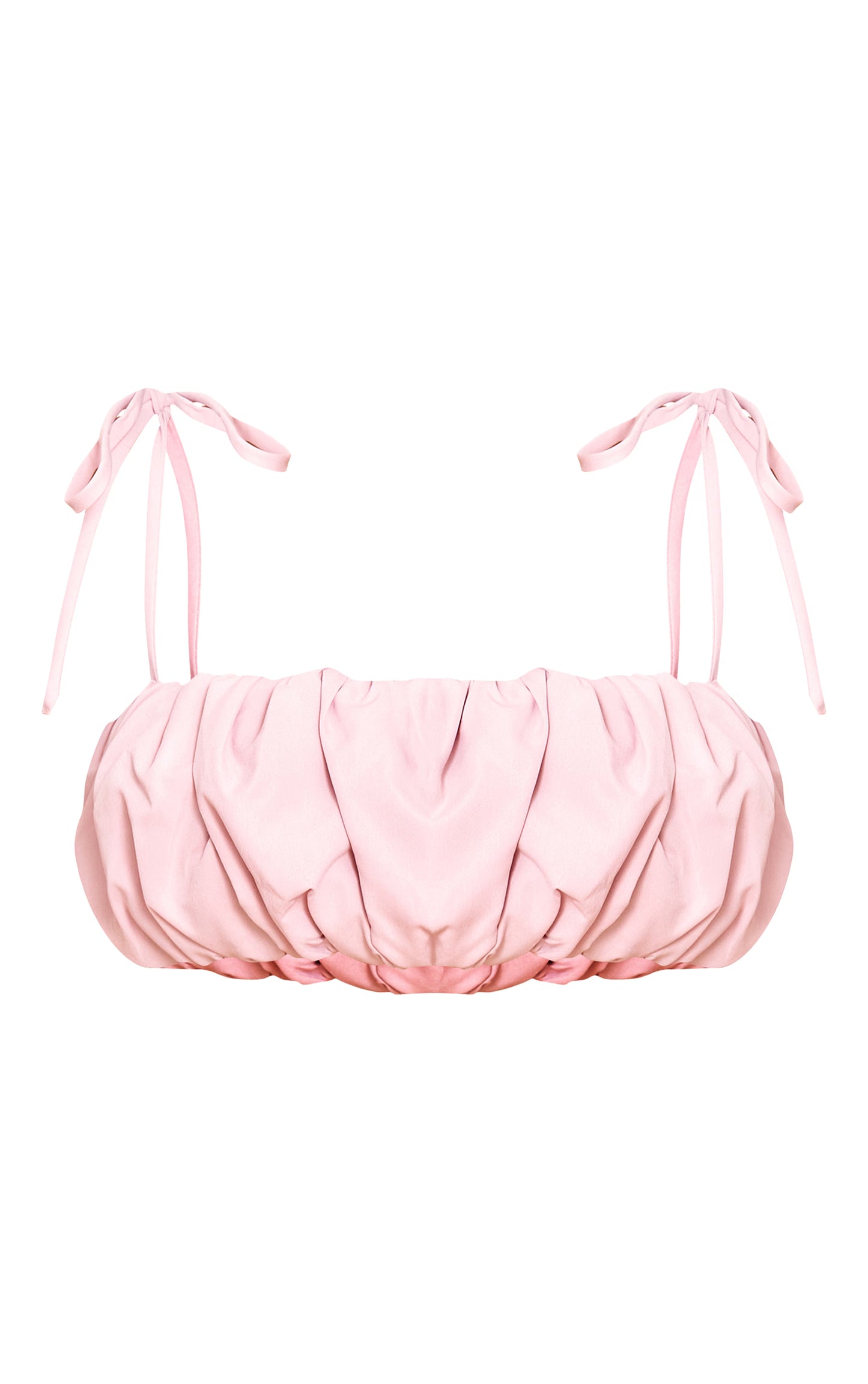 Petite Blush Ruched Bandeau Tie Top