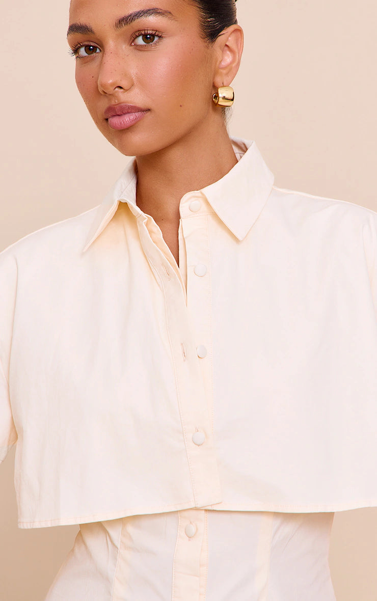 Cream Overlay Detail Shift Dress