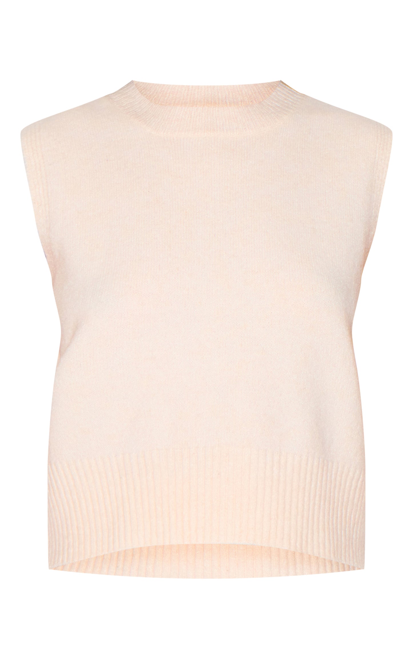 Ecru Marl Soft Knit High Sleeveless Top