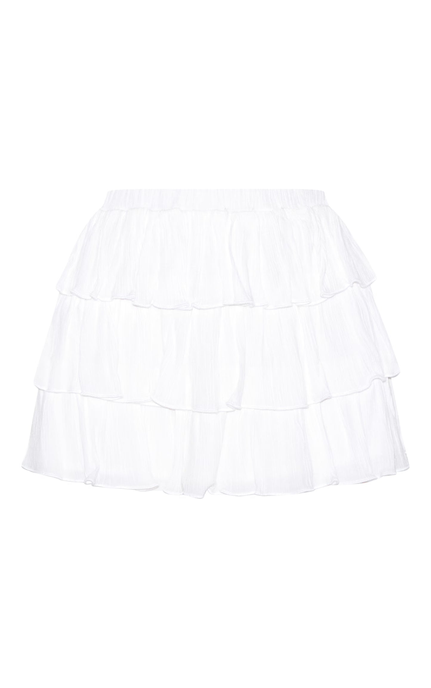 White Cheesecloth Ruffle Tie Front Long Sleeve Top