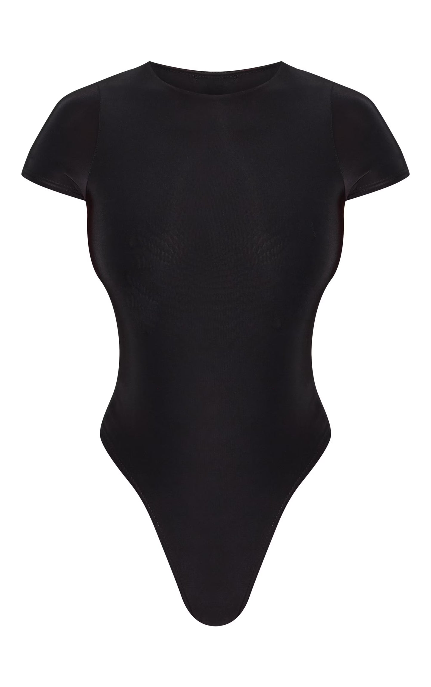 Black Basic Slinky Short Sleeve Bodysuit