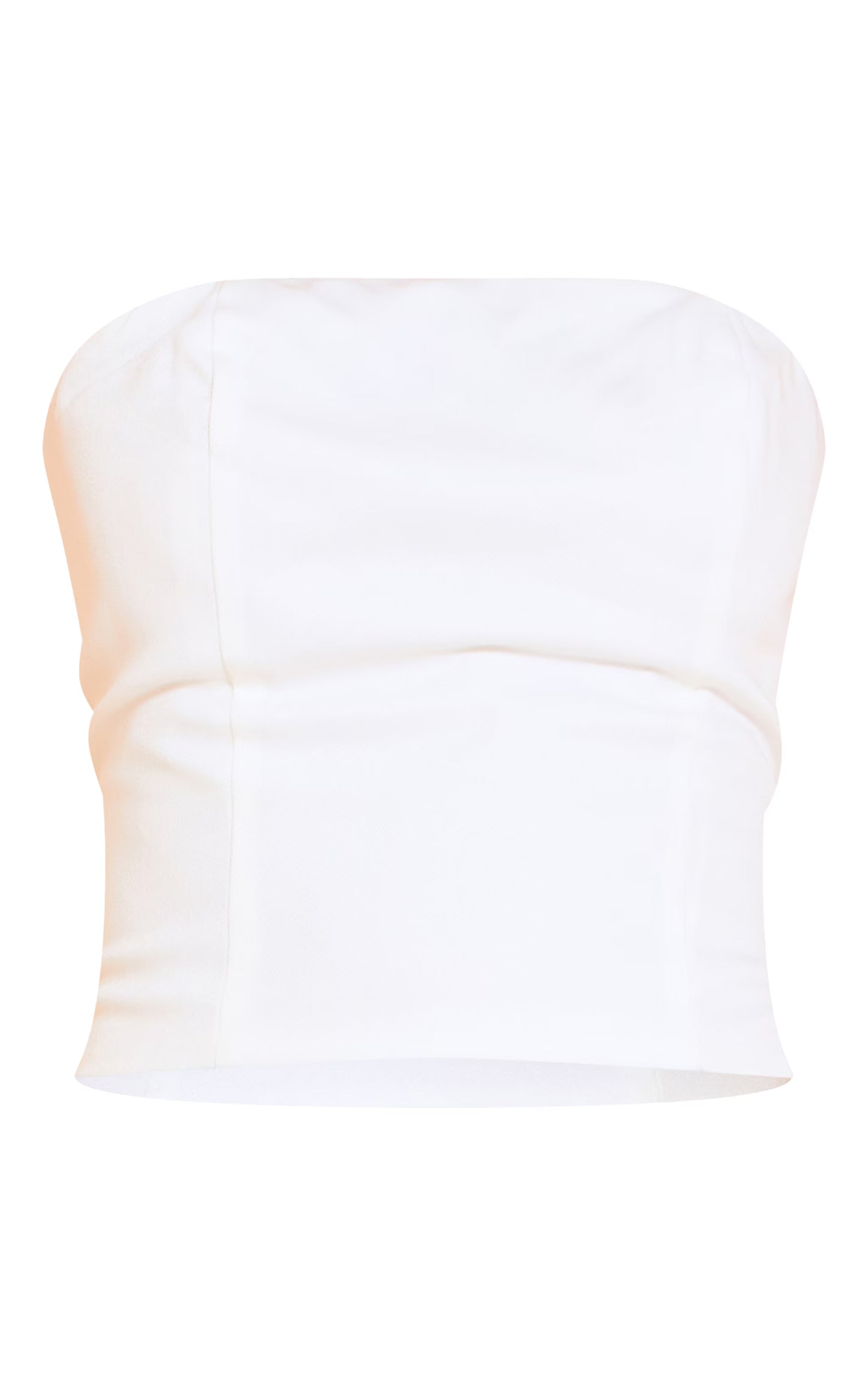 White Woven Seam Detail Bandeau Top
