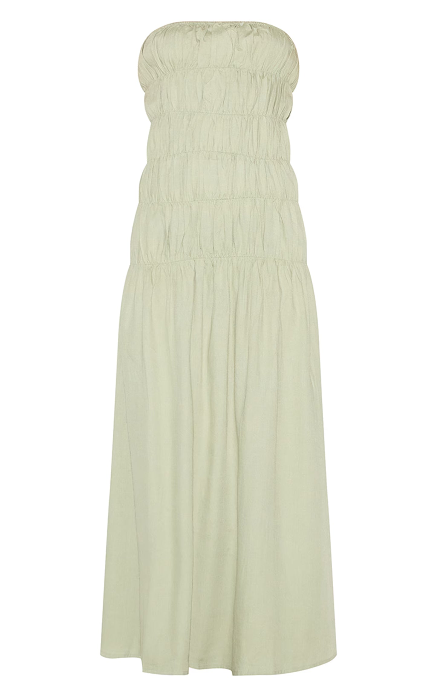 Sage Bandeau Ruched Detail Maxi Dress