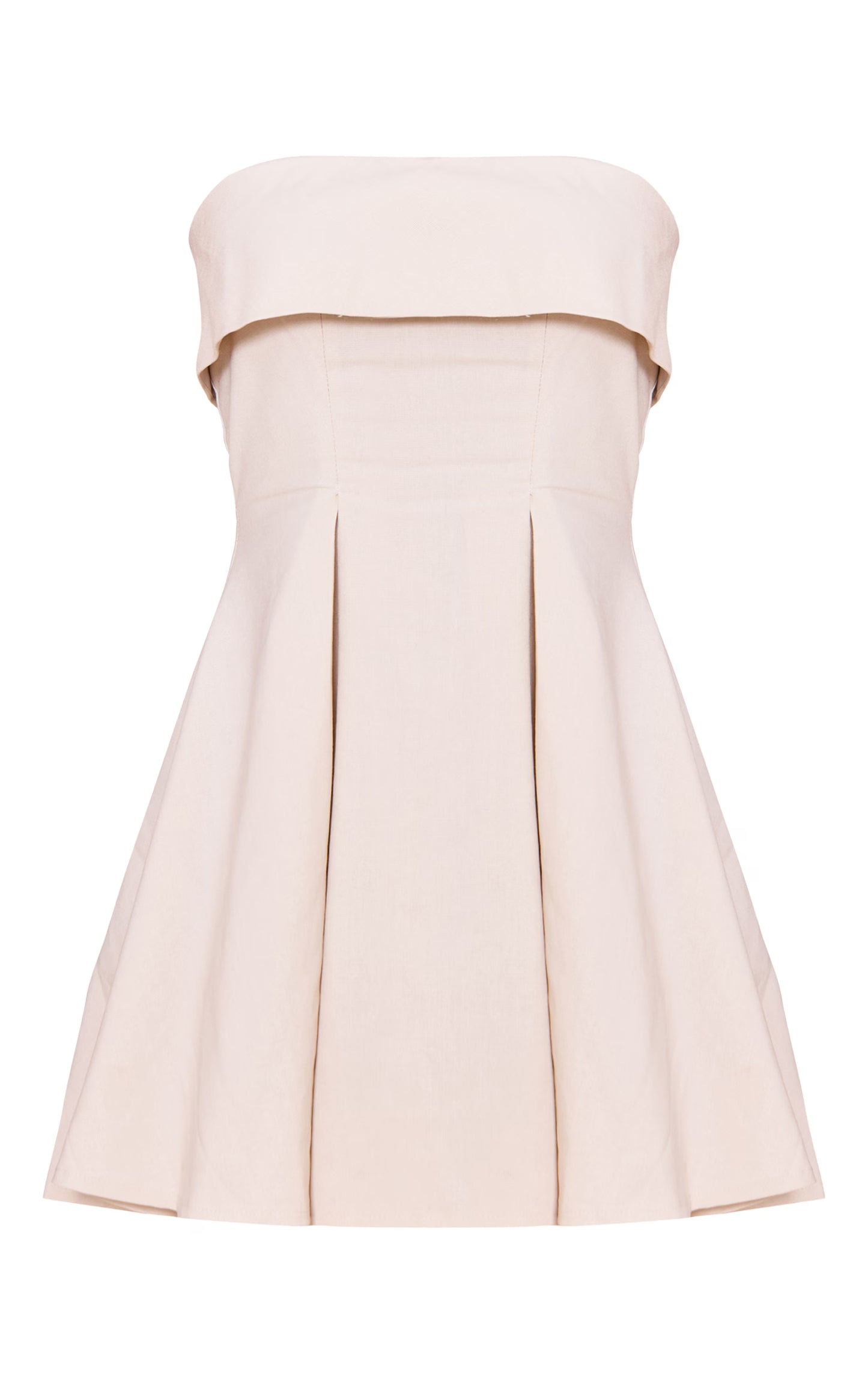 Natural Linen-Blend Bandeau Fold Over Shift Dress