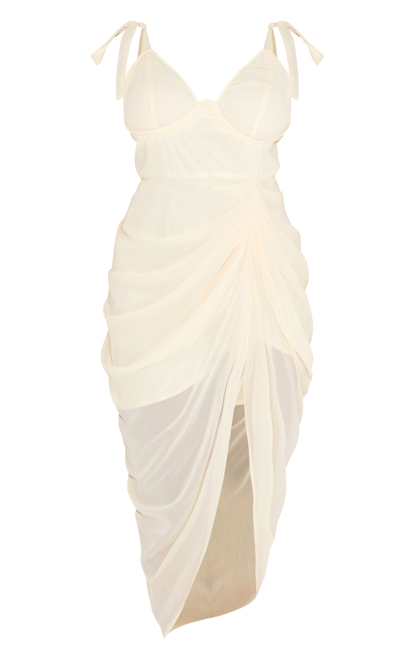 Plus butter cream Underwire Detail Draped Midi Dress