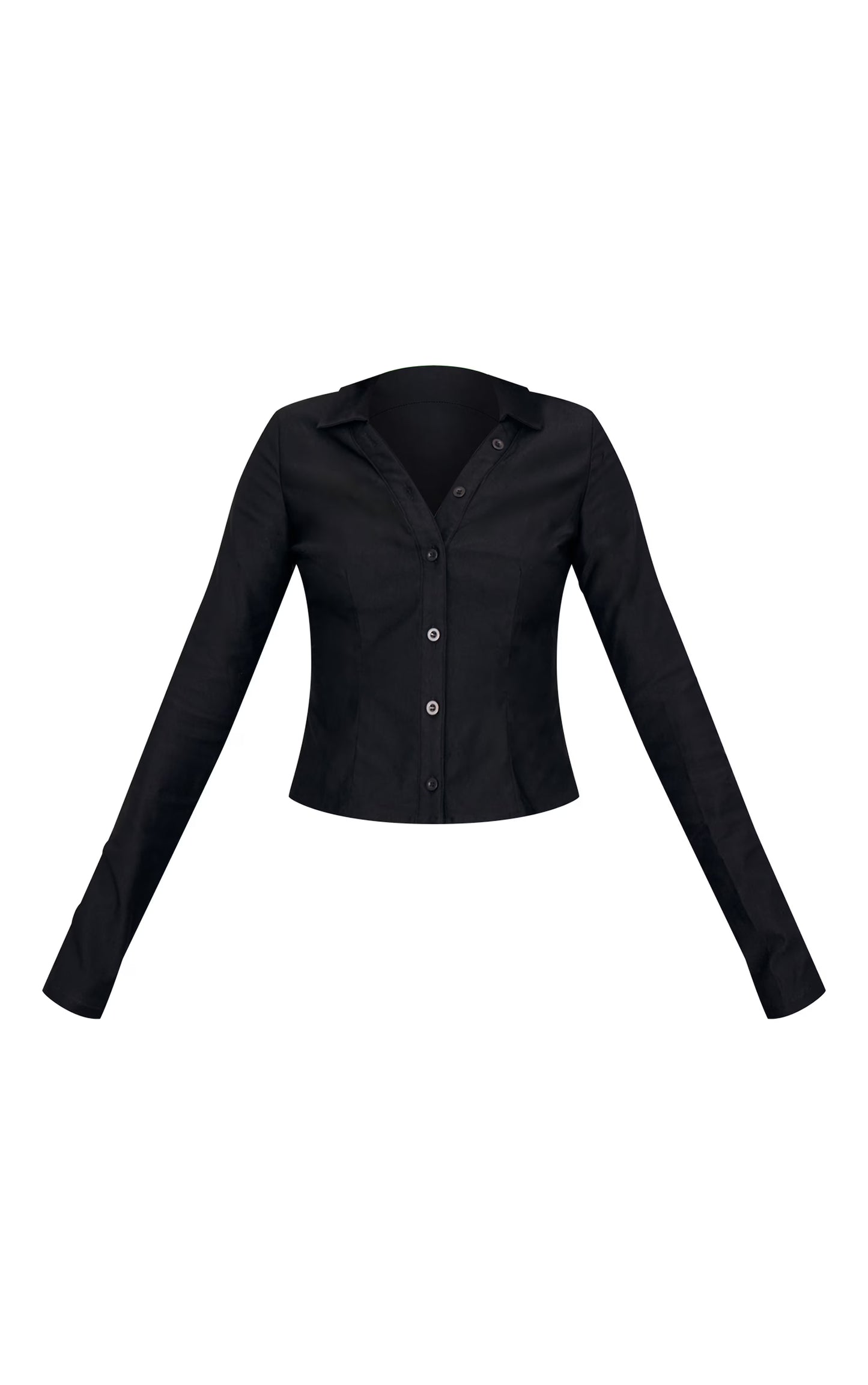 Black Woven Long Sleeve Cargo Shirt