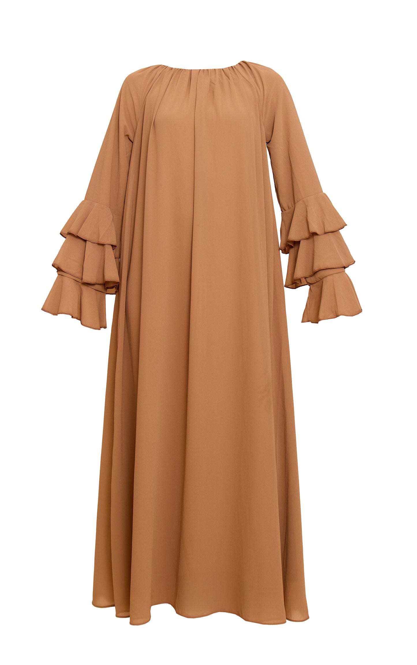 Chocolate Chiffon Frill Sleeve Detail Maxi Dress