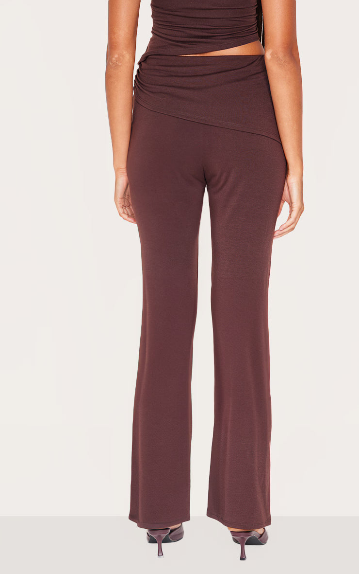 Chocolate Jersey Ruched Wrap Skinny Flare Pants