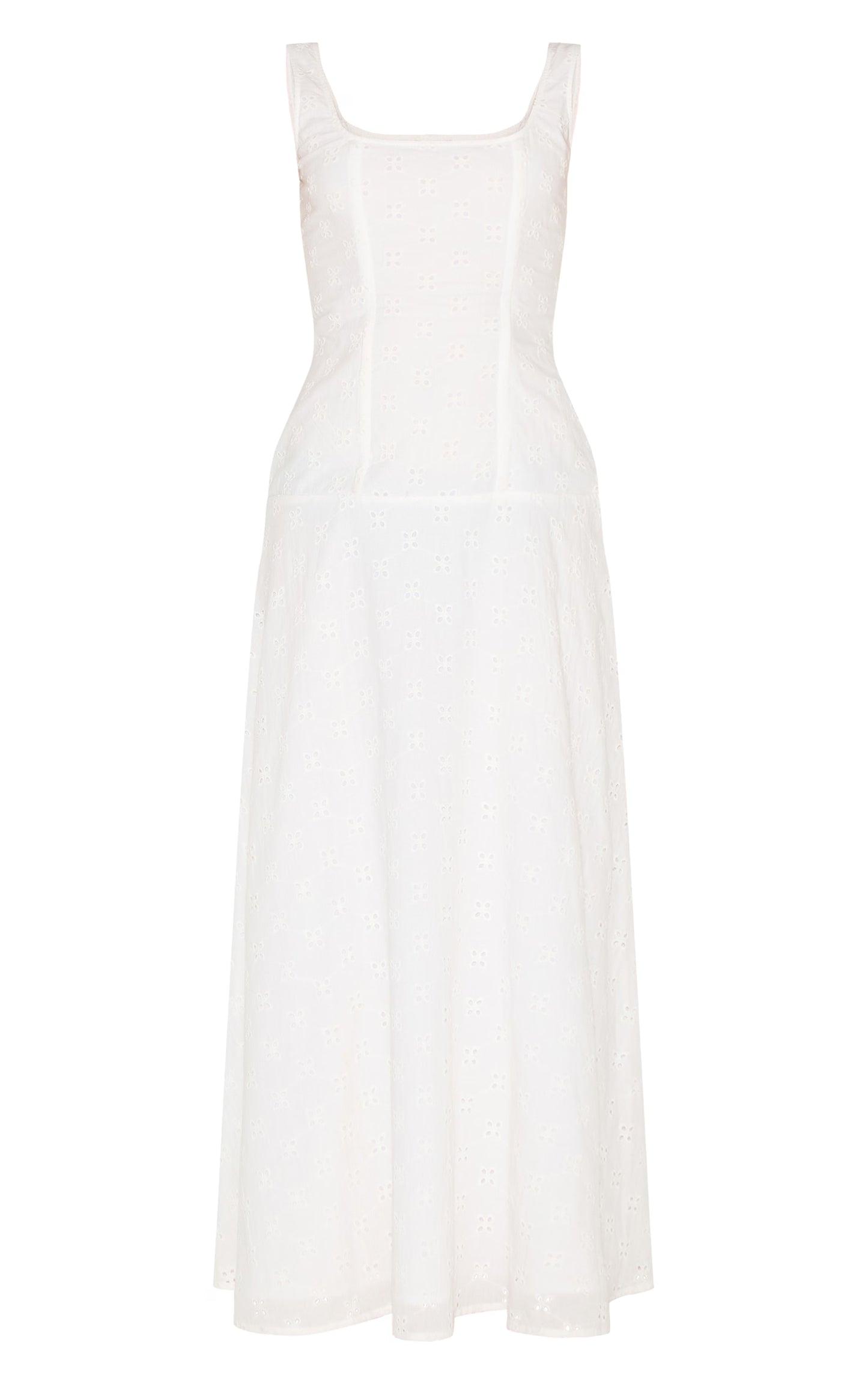 White Broderie Corset Midaxi Dress