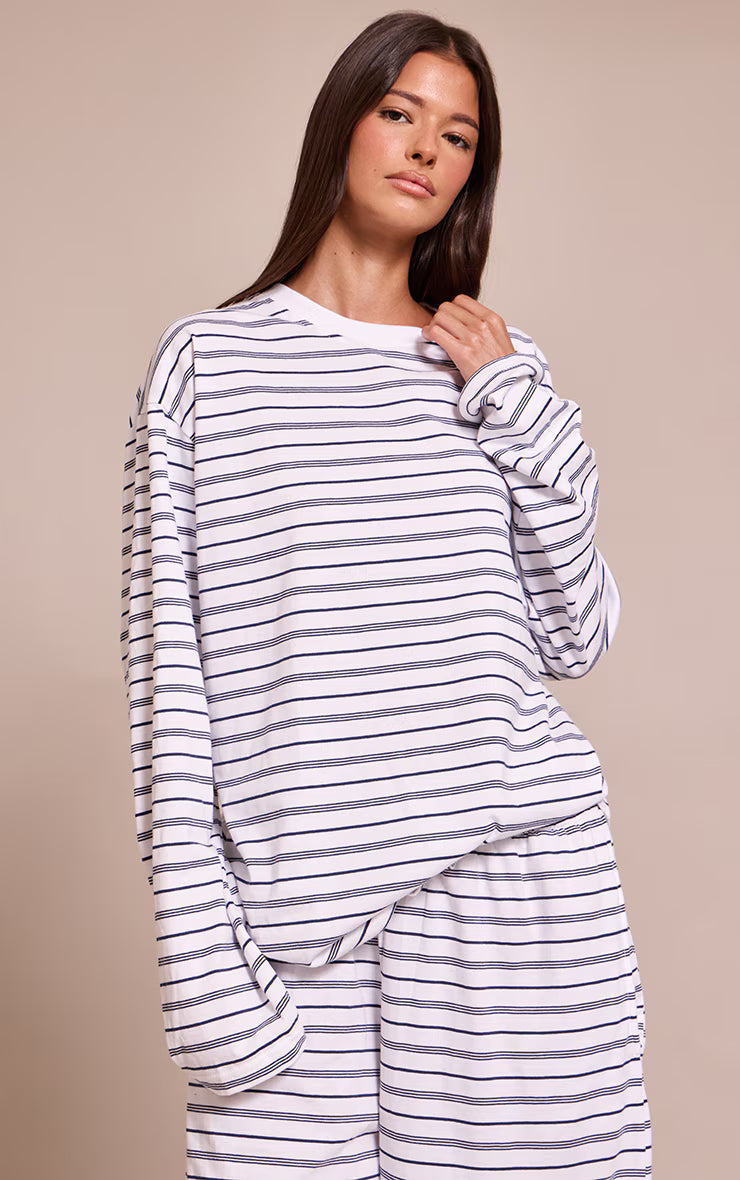 Navy Striped Long Sleeved Top