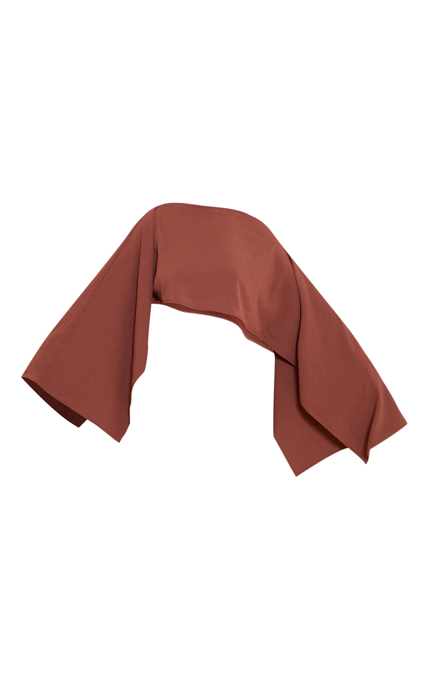 Shape Chocolate Hammered Satin Boat Neck Cape Top
