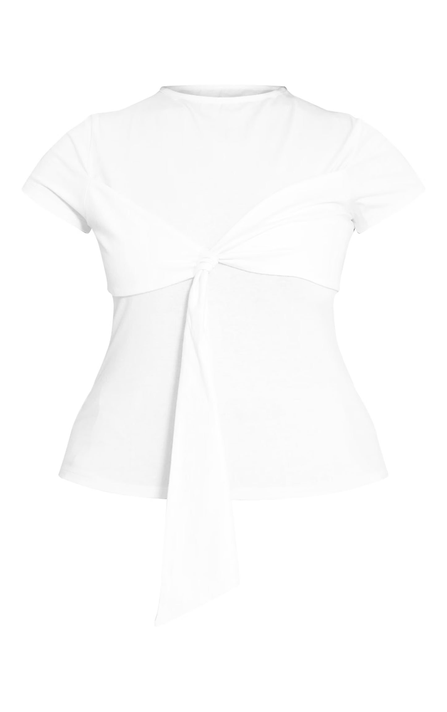 SHAPE WHITE TWIST DETAIL BOAT NECK TOP