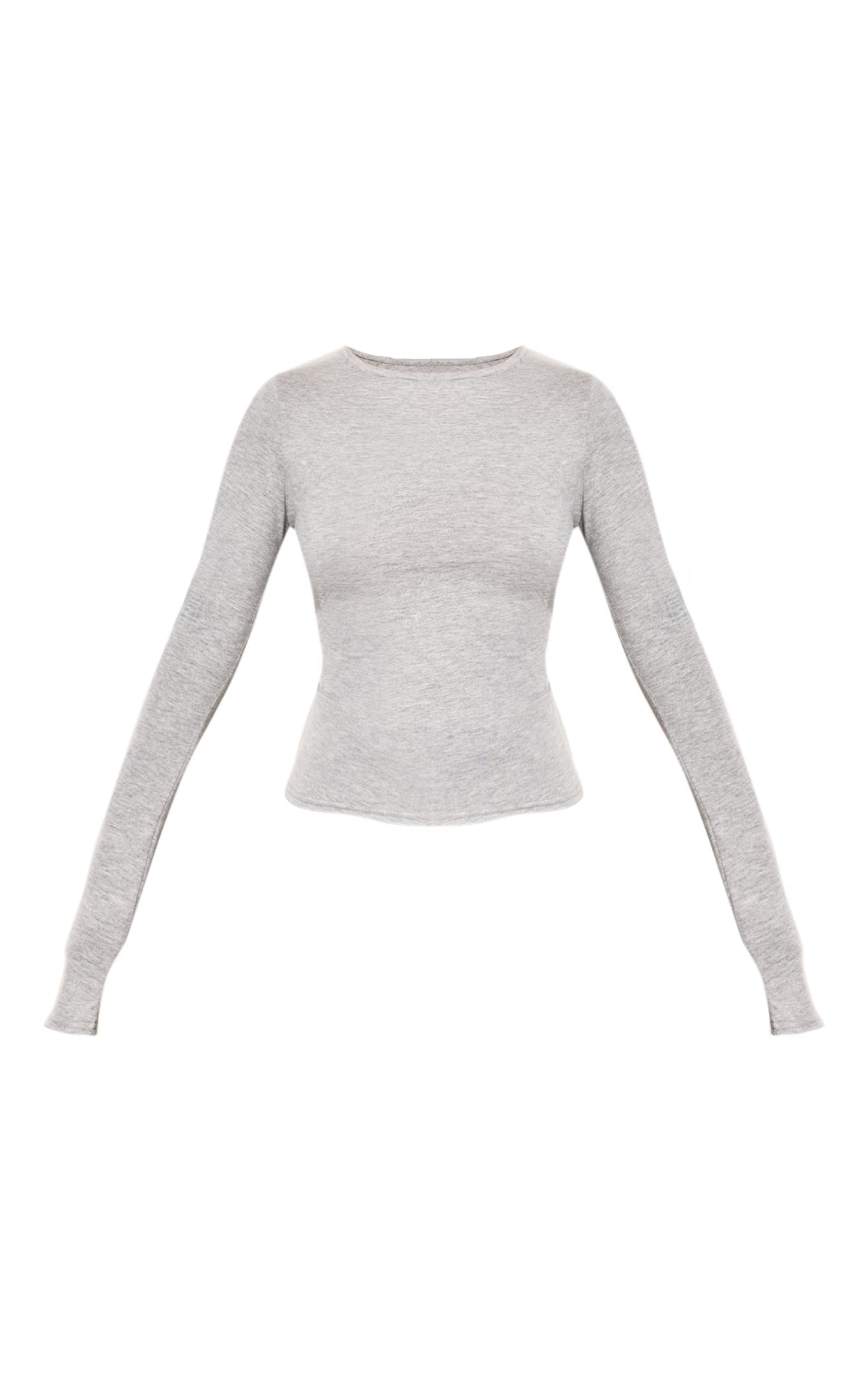 Grey Marl Cotton Crew Neck Long Sleeve Top