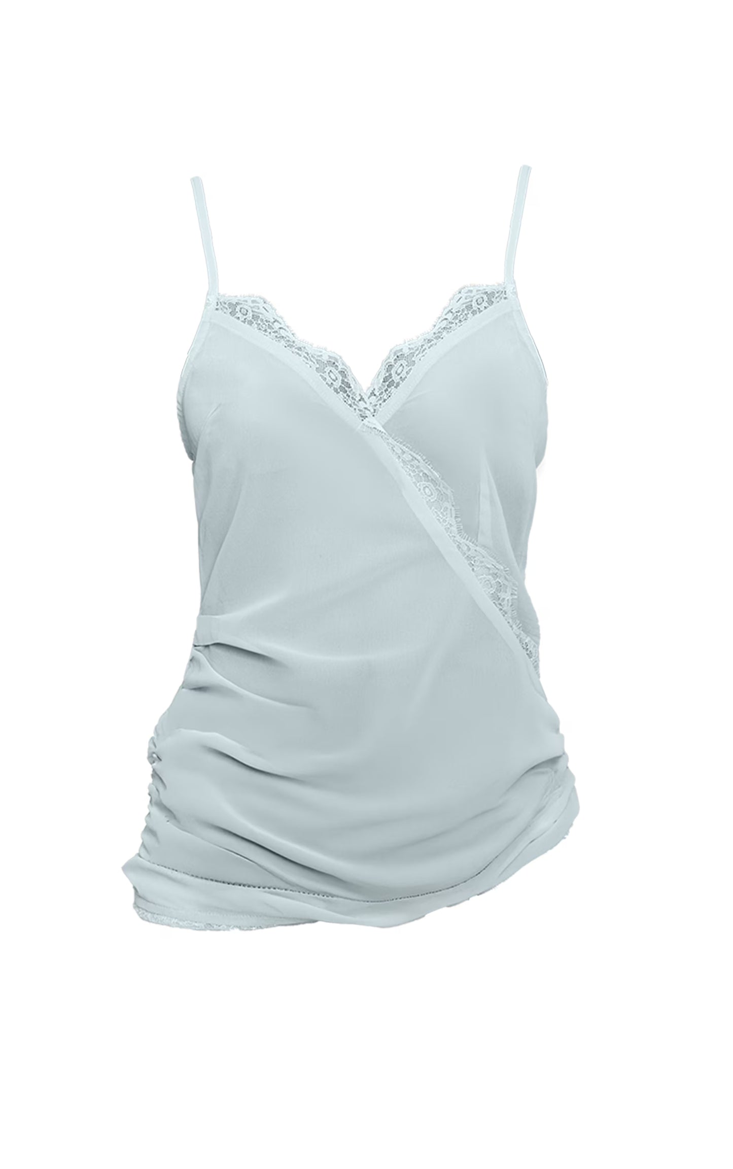 Sage Chiffon Wrap Detail Lace Trim Cami