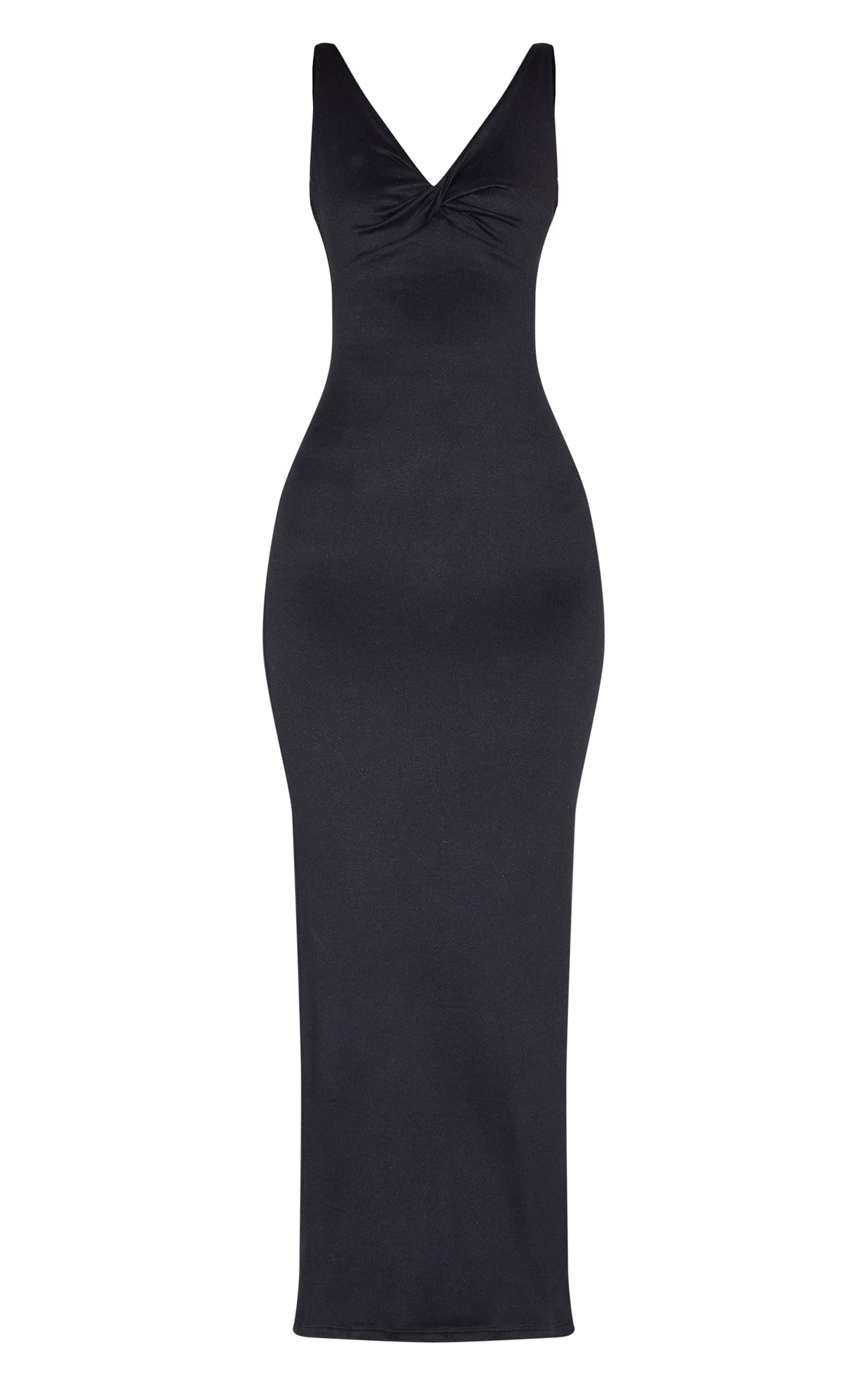 Black Double Contour Twist Bust Detail Maxi Dress