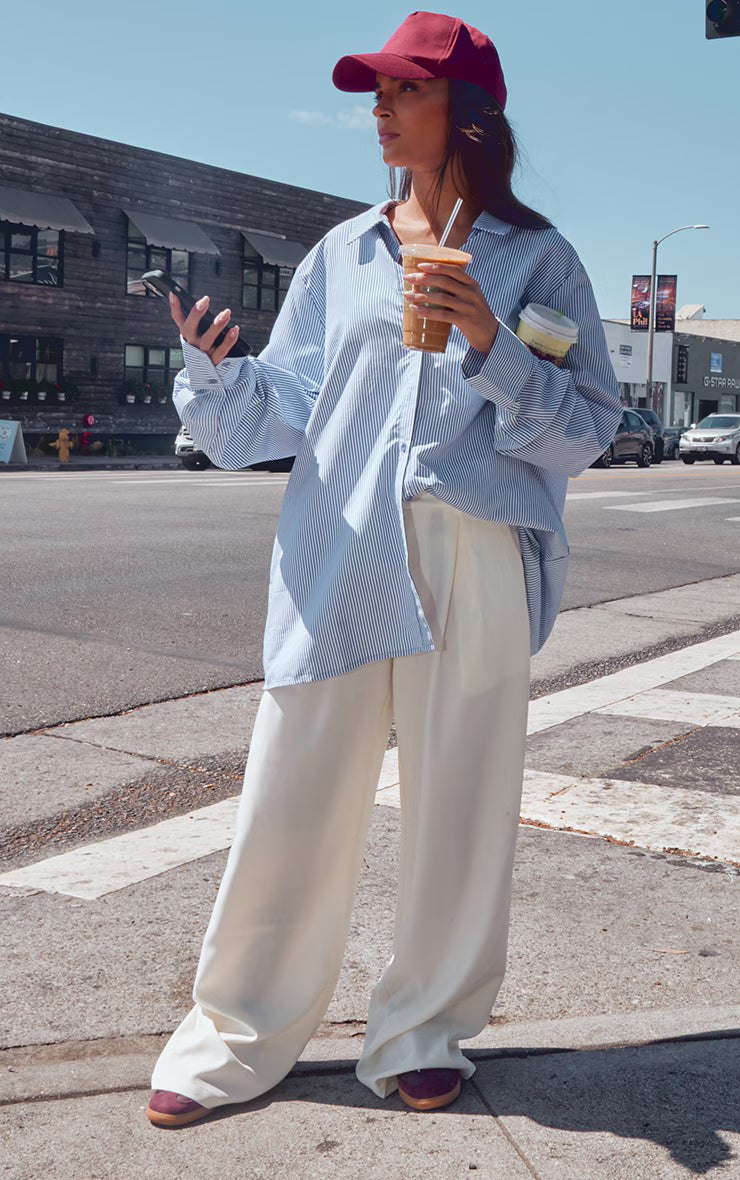 Blue Striped Oversized Cotton Shirt