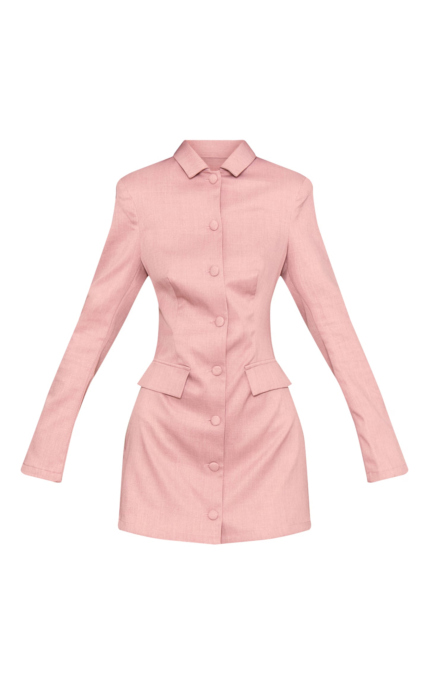 Blush Rose Tailored Button Up Pocket Detail Mini Dress