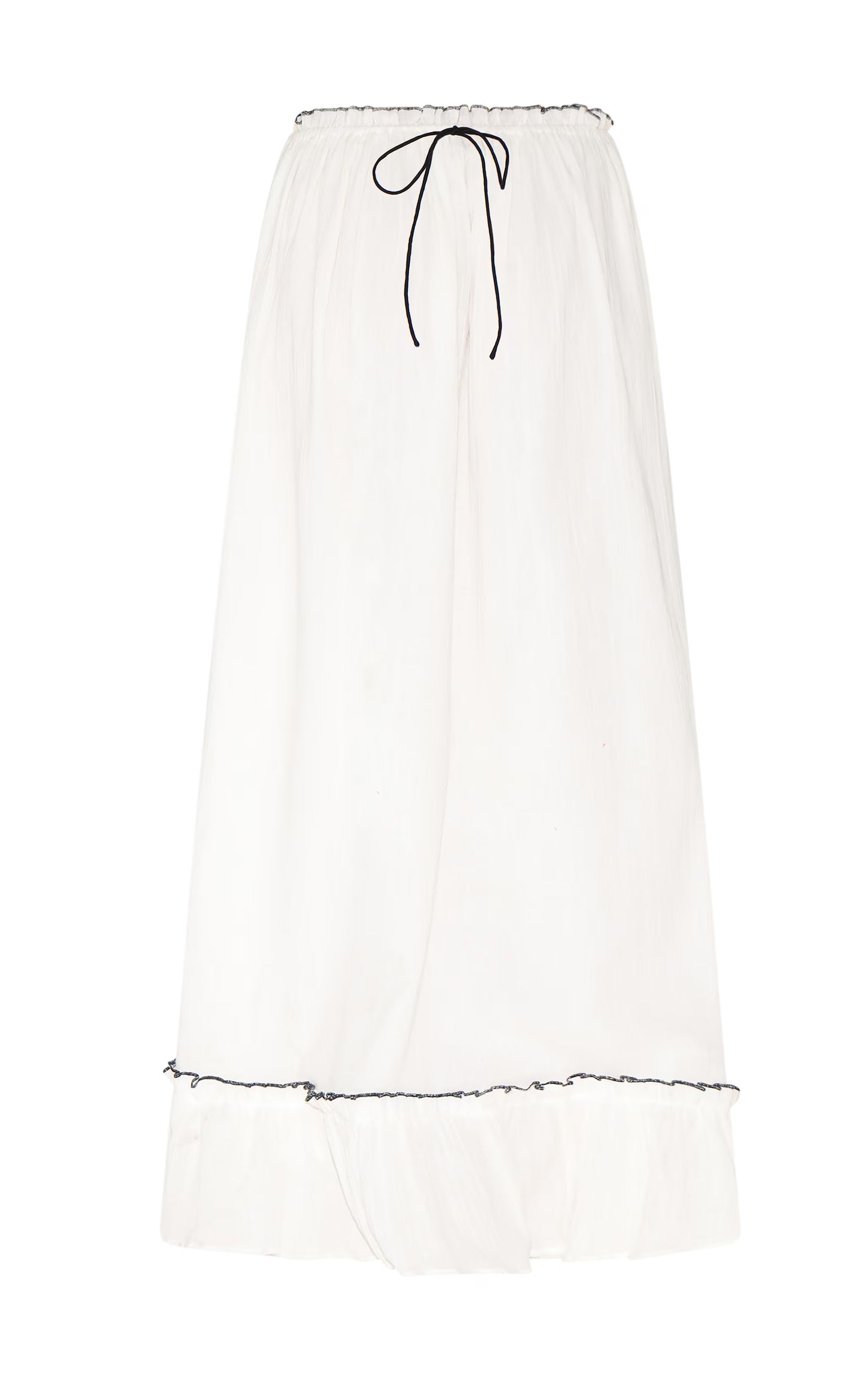 White Cheesecloth Contrast Maxi Skirt