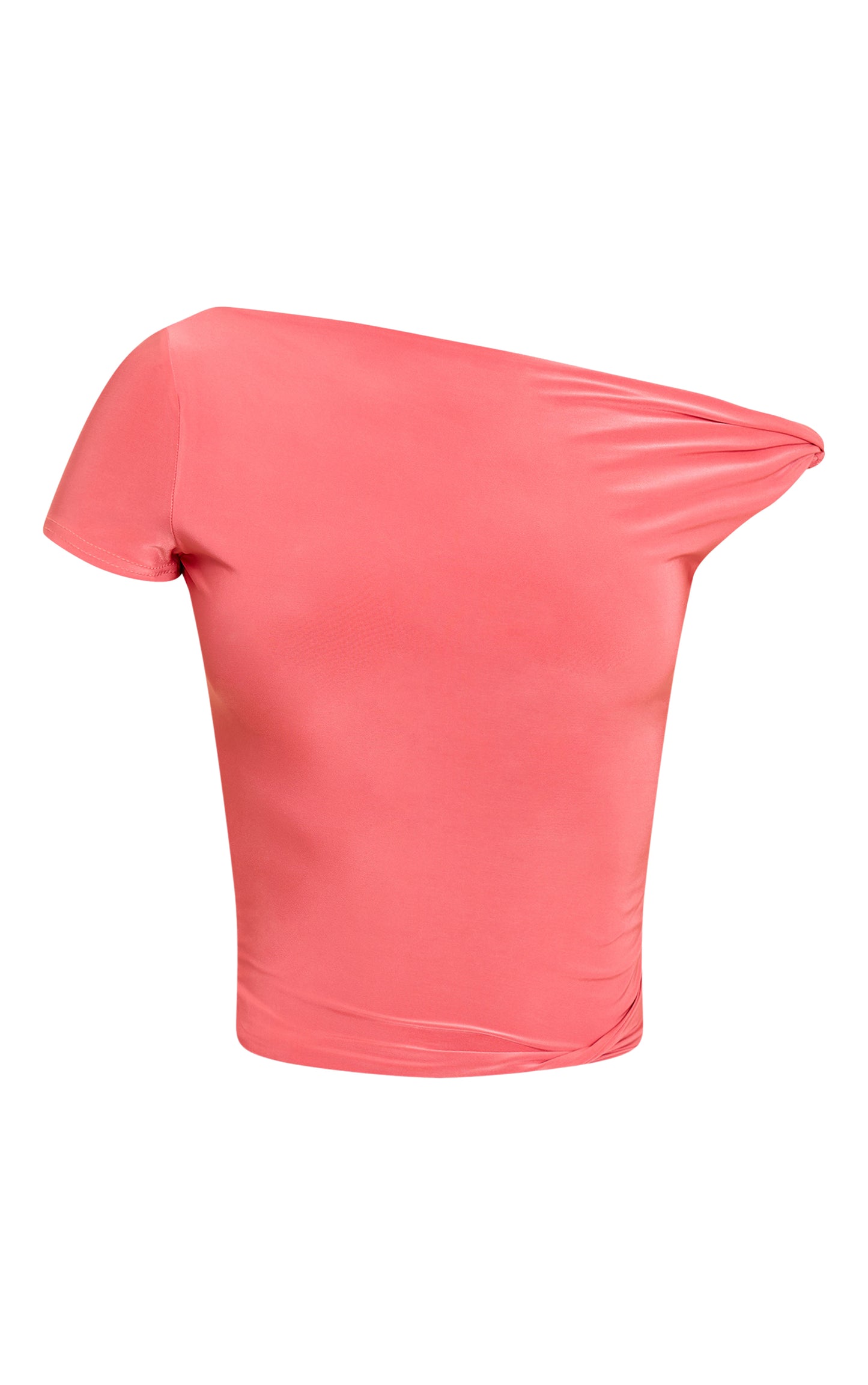 Coral Double Layer Slinky Asymmetric Knot Detail Long Top