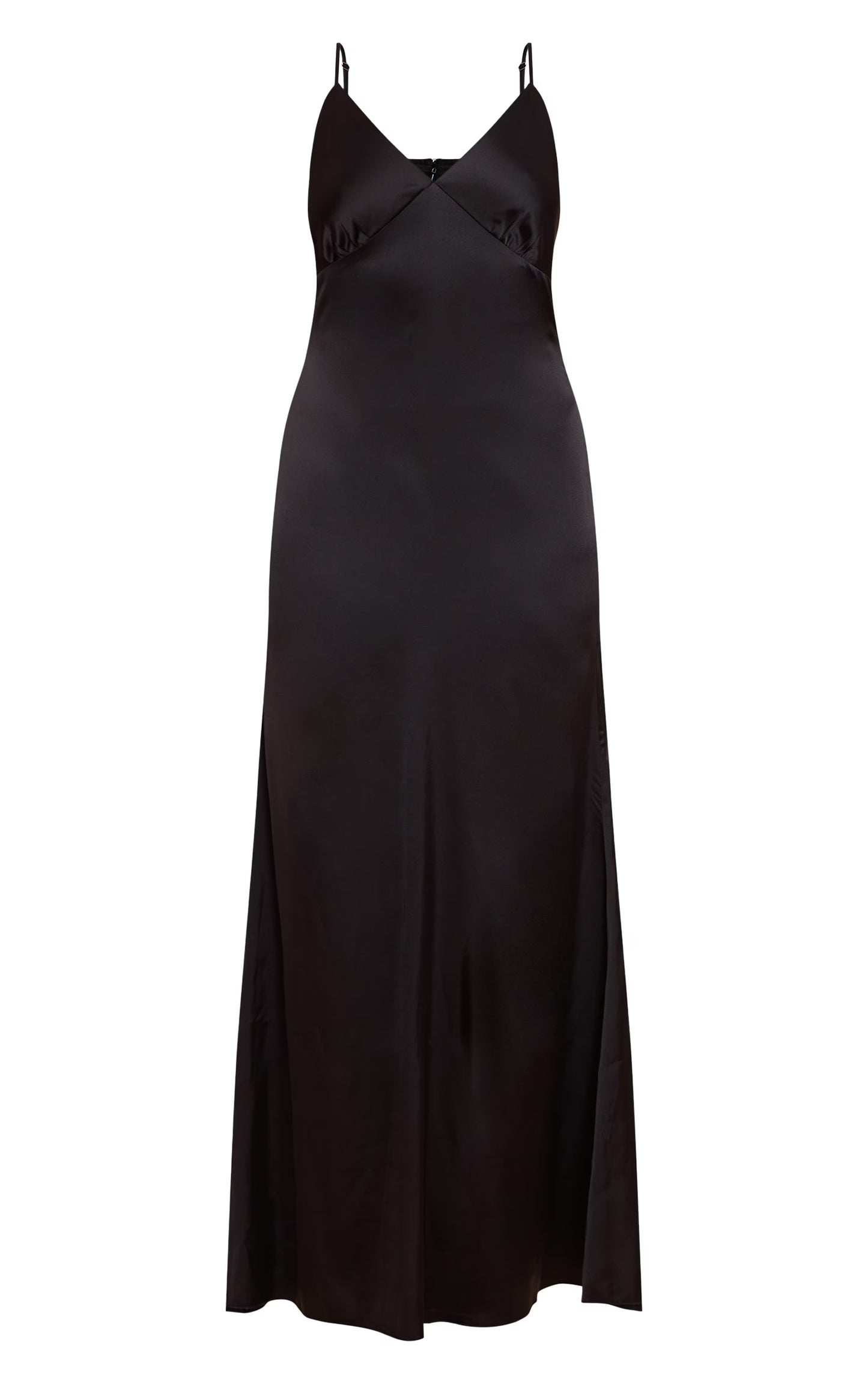 Black Satin Strappy Maxi Dress