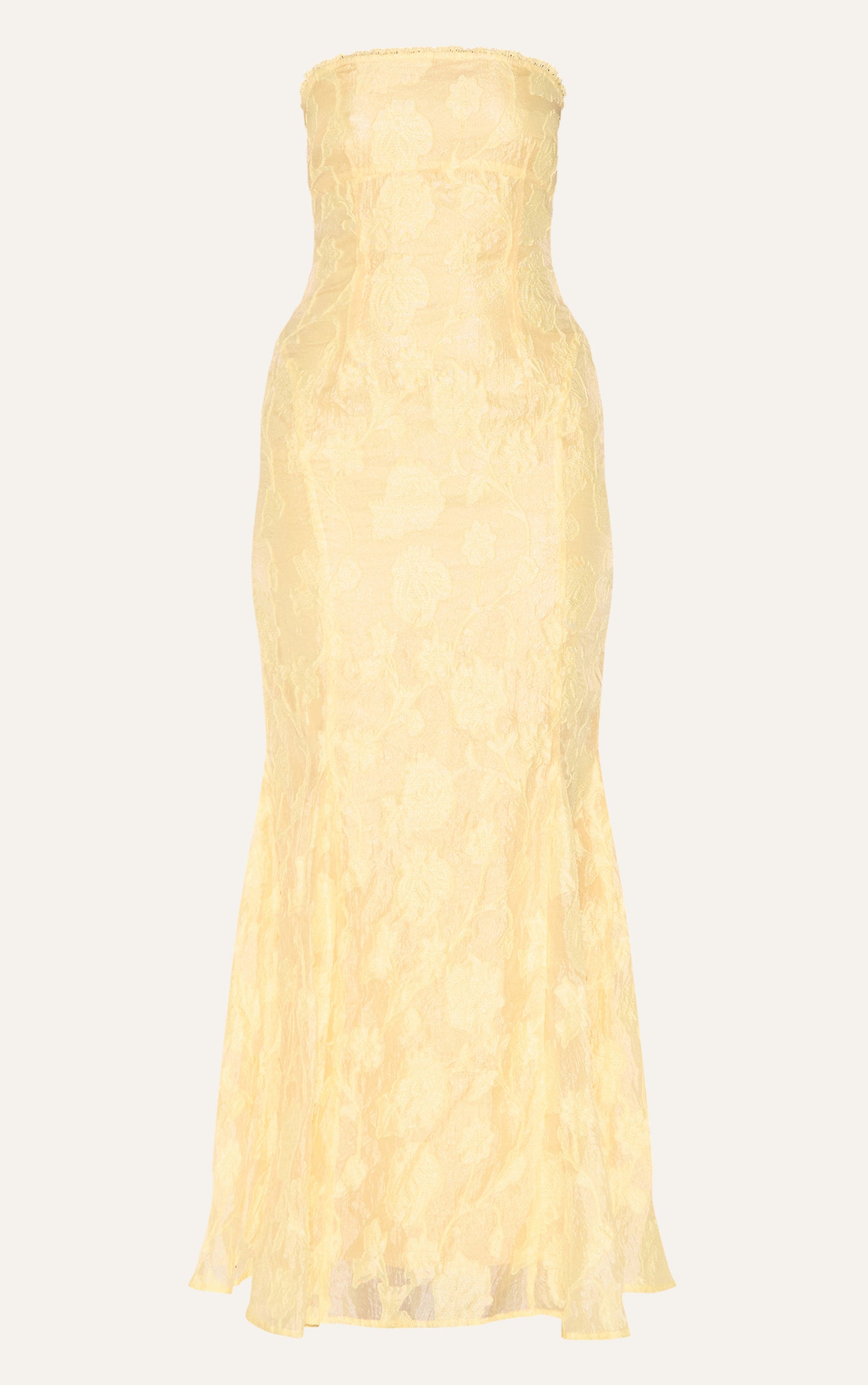 Lemon Textured Lace Up Back Maxi Dress