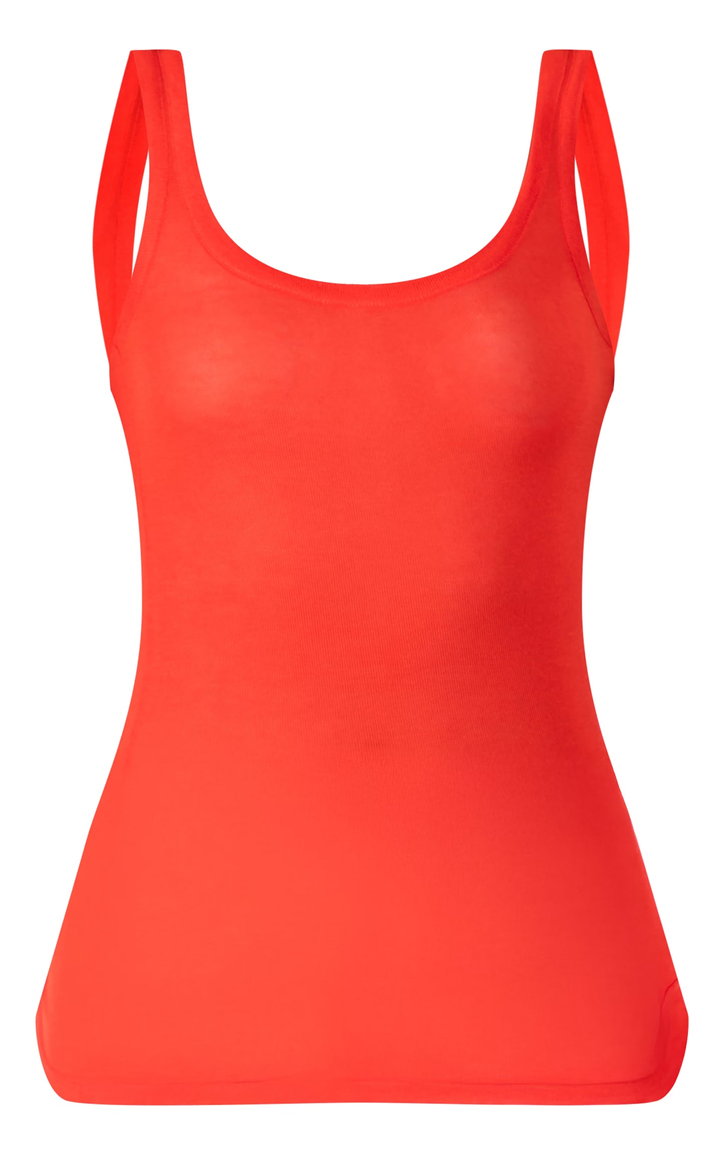Red Sheer Soft Touch Scoop Neck Long Vest Top