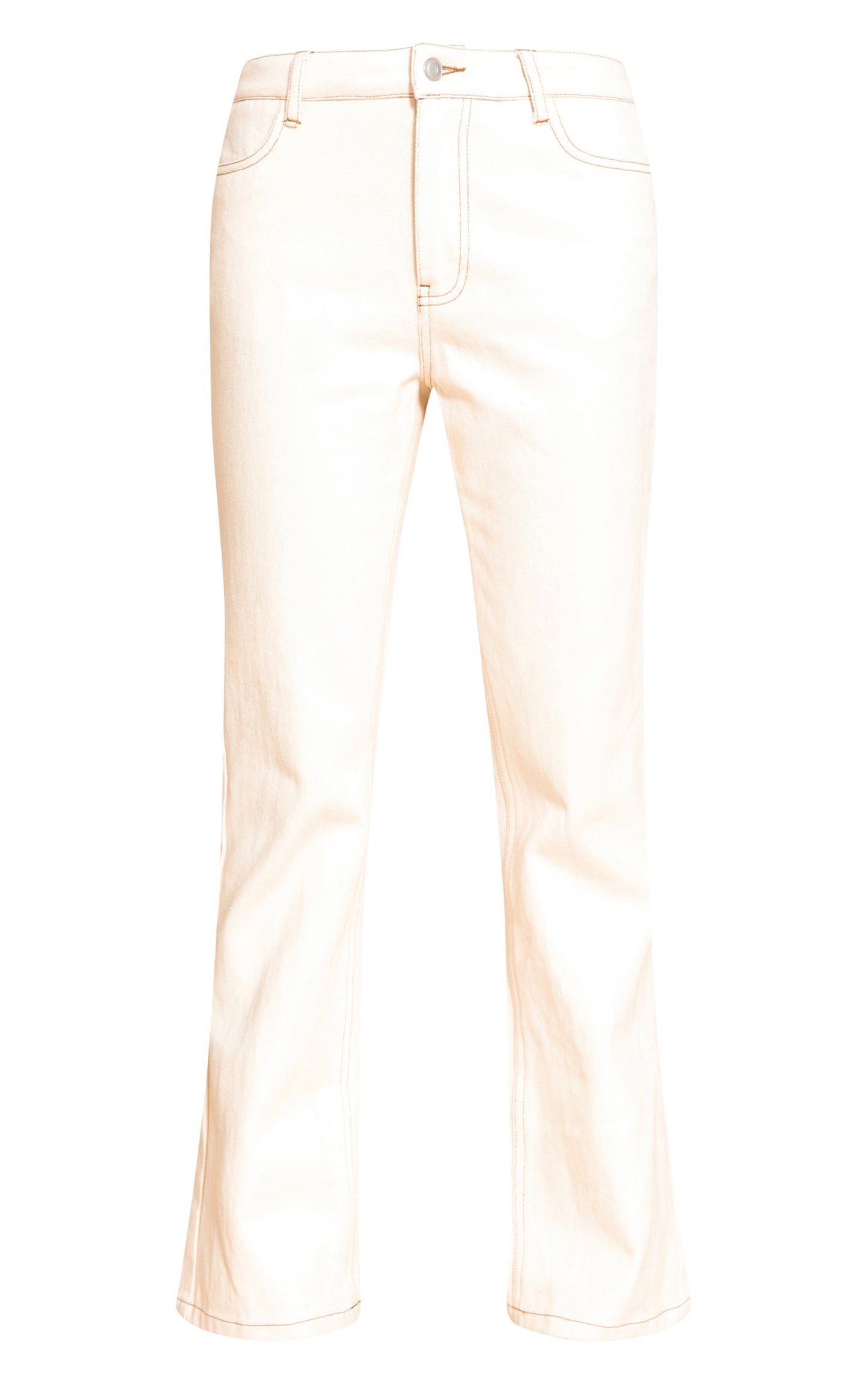 Ecru Mid Rise Wide Leg Jeans