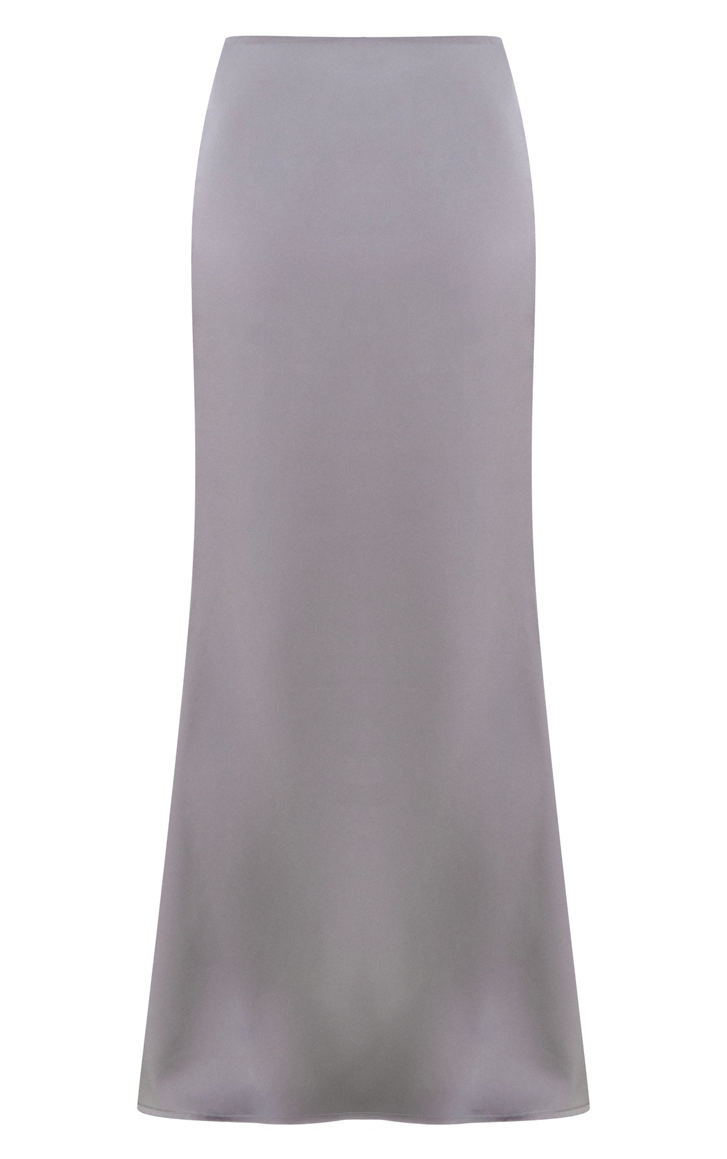 Grey Satin Mid Rise Maxi Skirt
