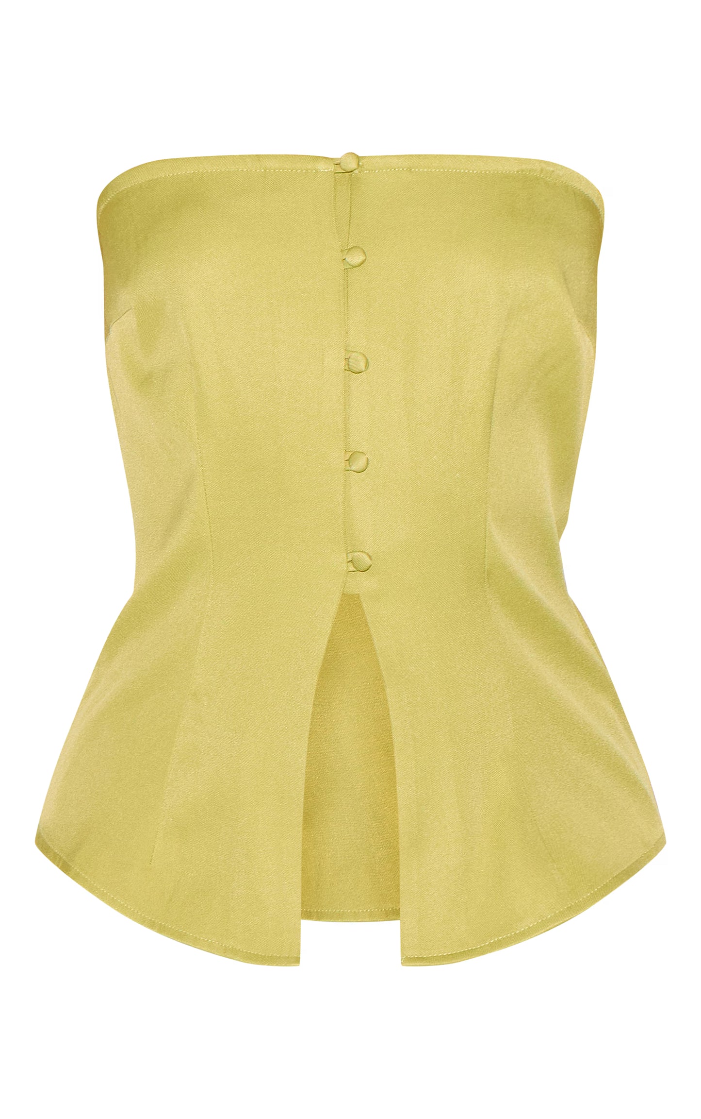 Green Fitted Bandeau Button Vest