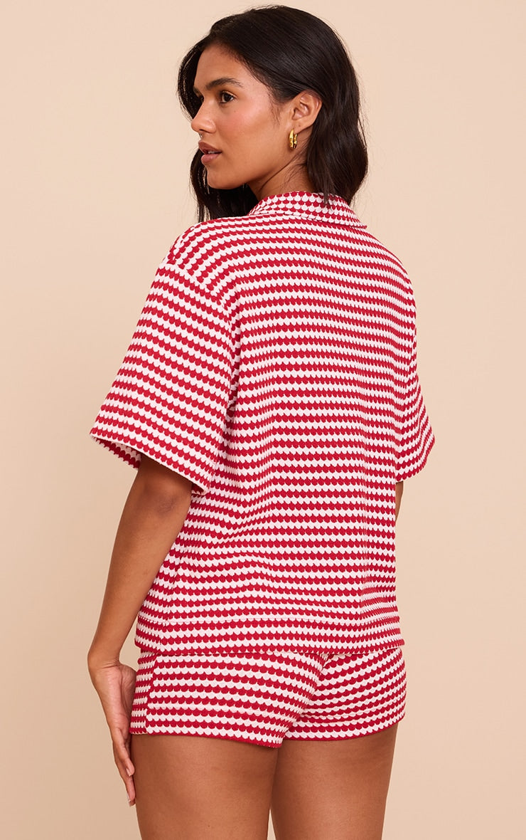 Red Stripe Textured Stripe Shirt