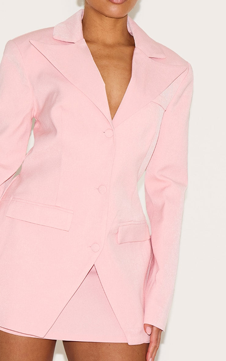 Shape Blush Linen Look Split Hem Cinched Adjustable Waist Blazer