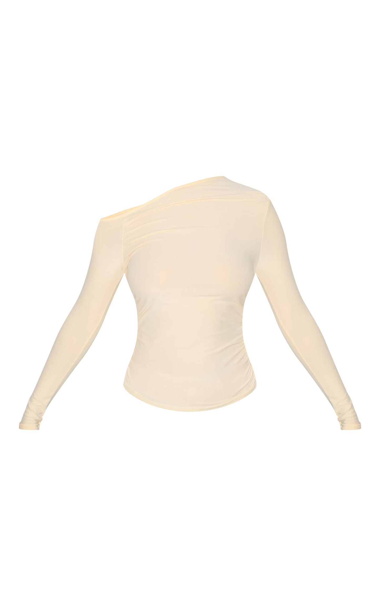 Almond Soft Touch Asymmetric Detail Long Sleeve Top